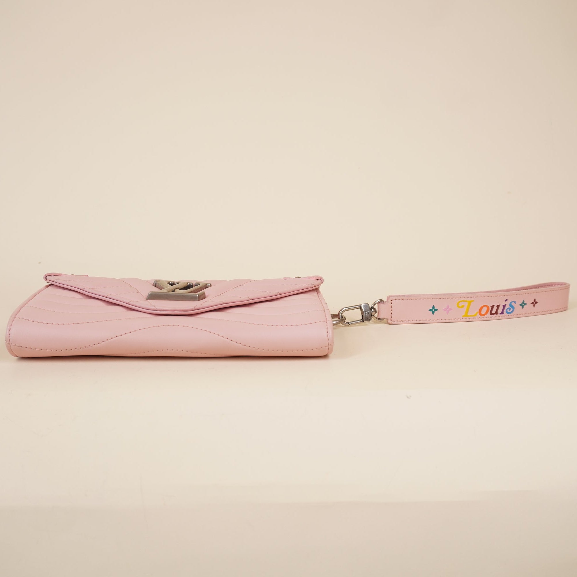 PRE-OWNED LV Pink Calfskin New Wave Long Wallet Smoothie