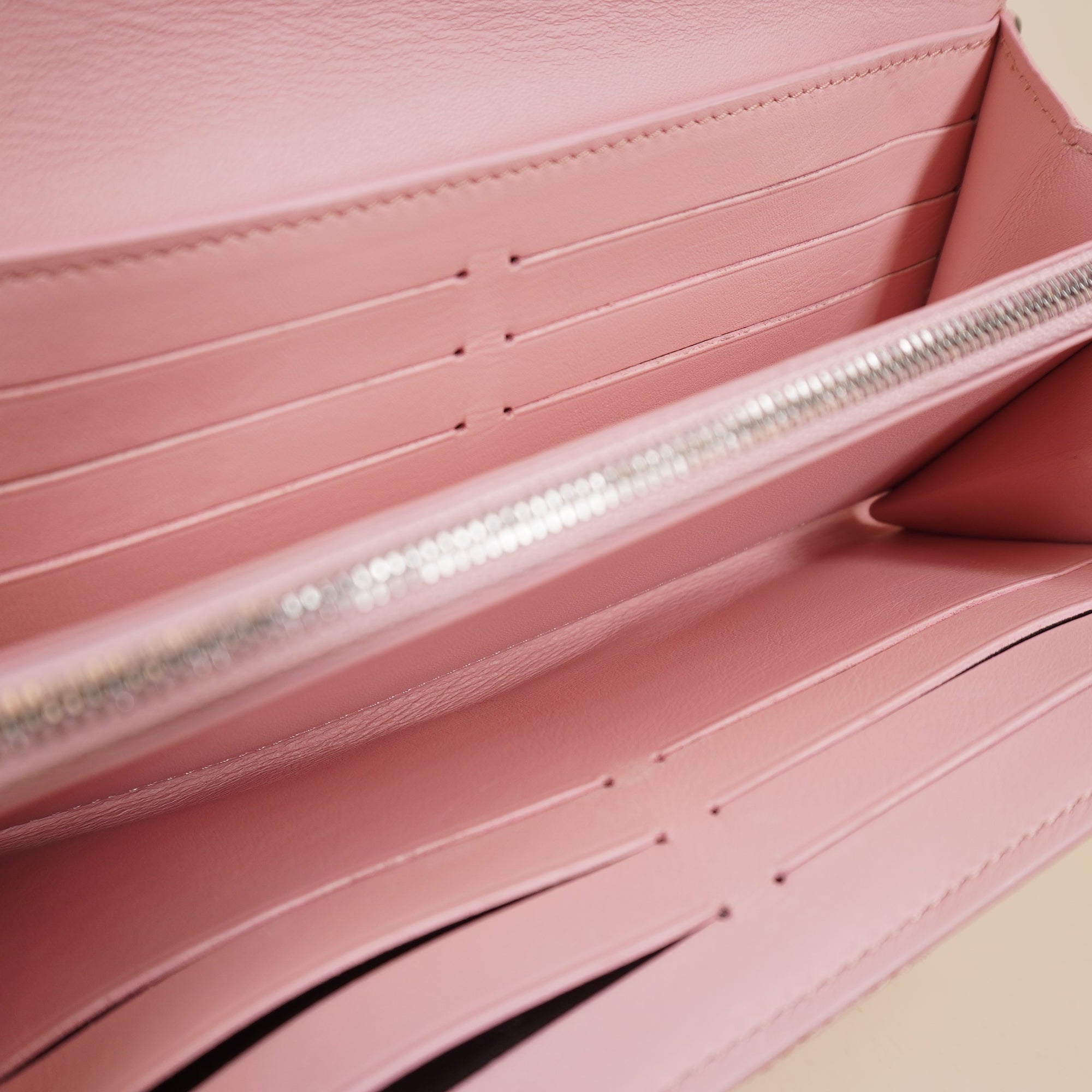 PRE-OWNED LV Pink Calfskin New Wave Long Wallet Smoothie