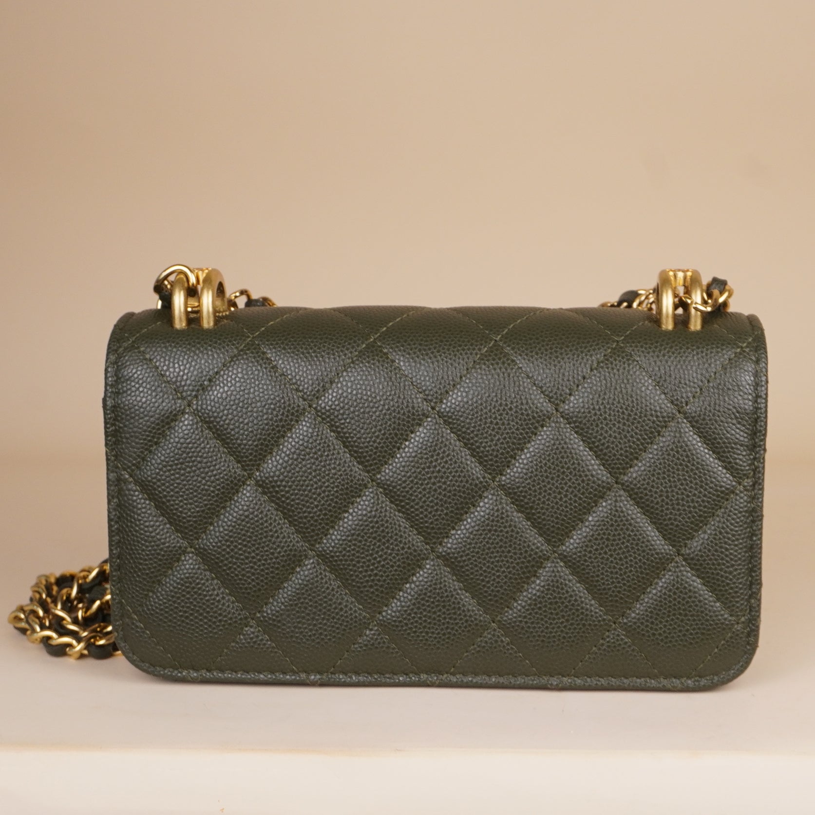 PRE-OWNED CC Caviar Quilted Coco First Phone Holder With Chain