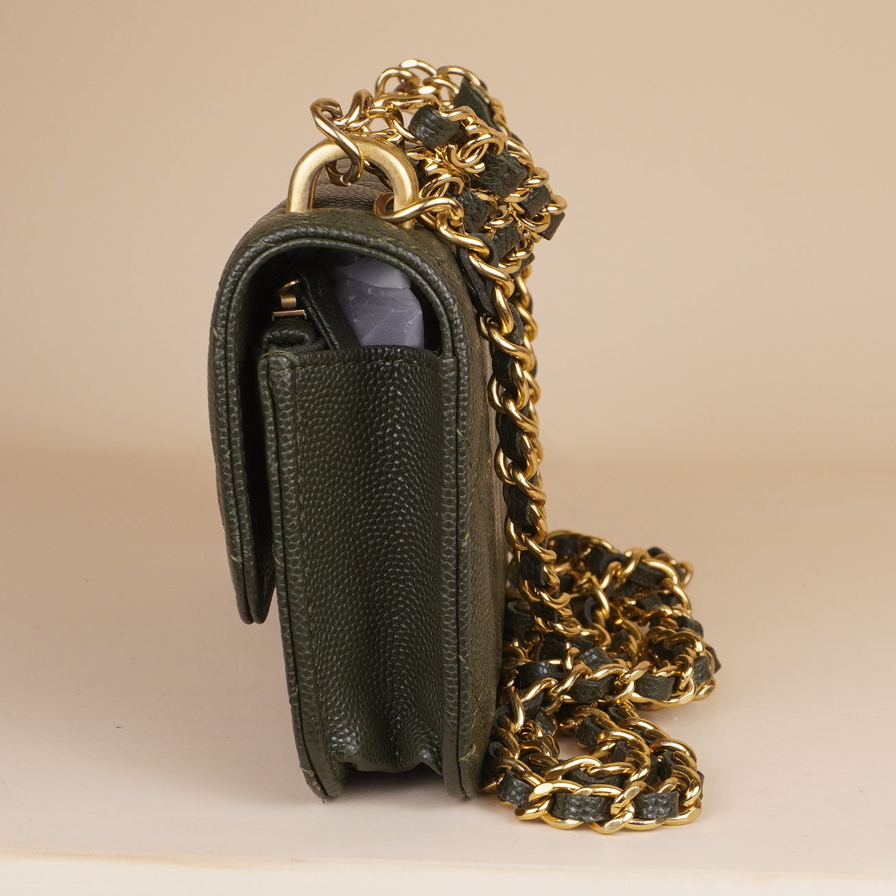 PRE-OWNED CC Caviar Quilted Coco First Phone Holder With Chain