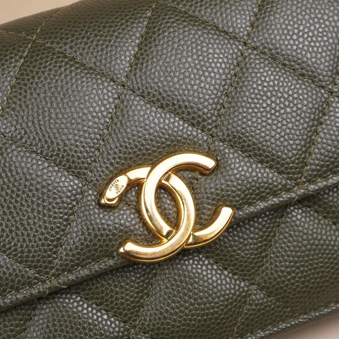 PRE-OWNED CC Caviar Quilted Coco First Phone Holder With Chain