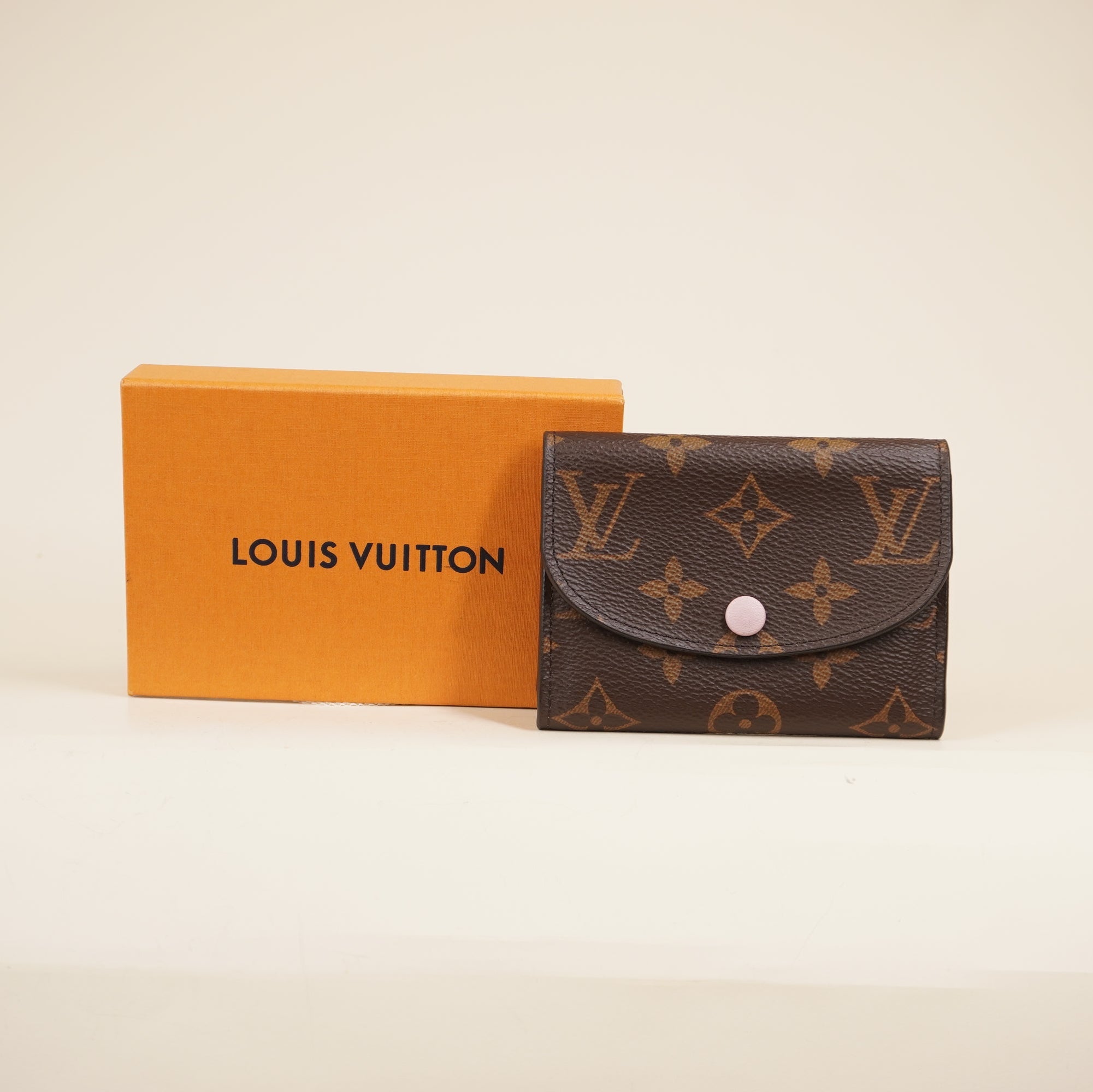 PRE-OWNED LV Damier Ebene Rosalie Coin Purse Rose Ballerine Wallet