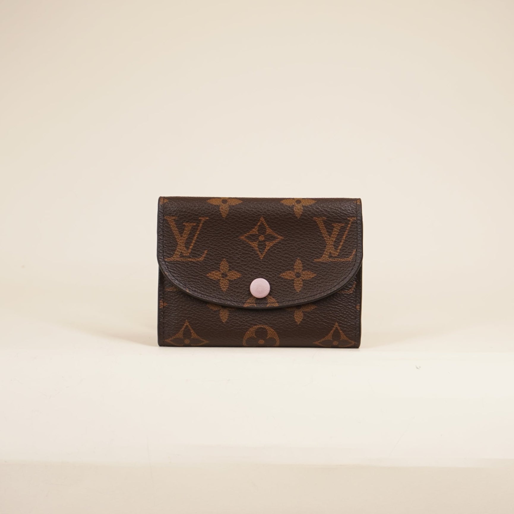 PRE-OWNED LV Damier Ebene Rosalie Coin Purse Rose Ballerine Wallet