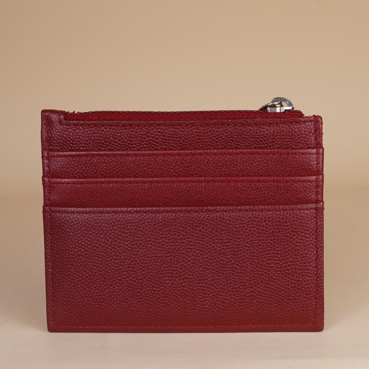 PRE-OWNED CC Chanel CC Button Red Caviar Leather Zip Card Case