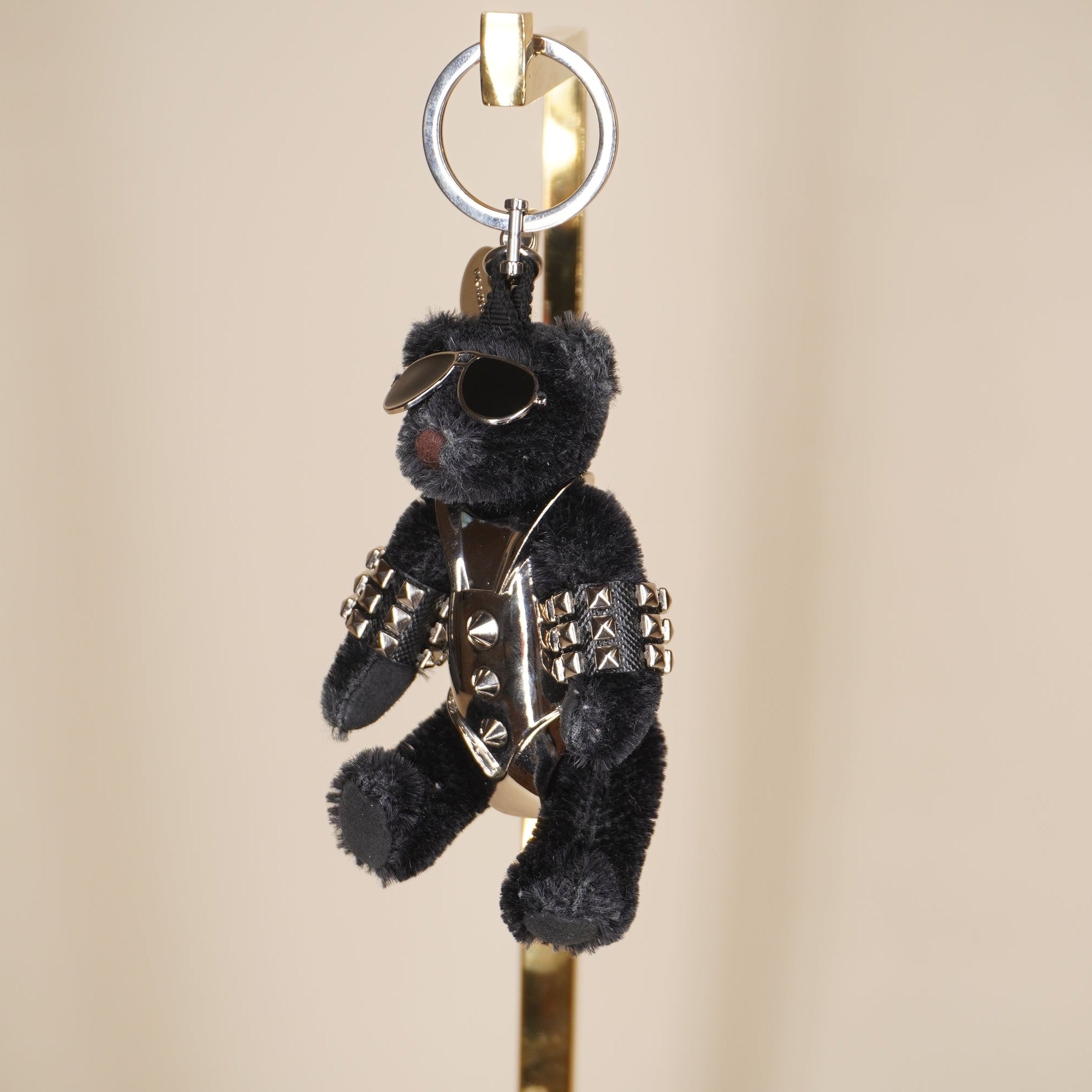 PRE-OWNED Faux Fur Bear Black Bag Charm