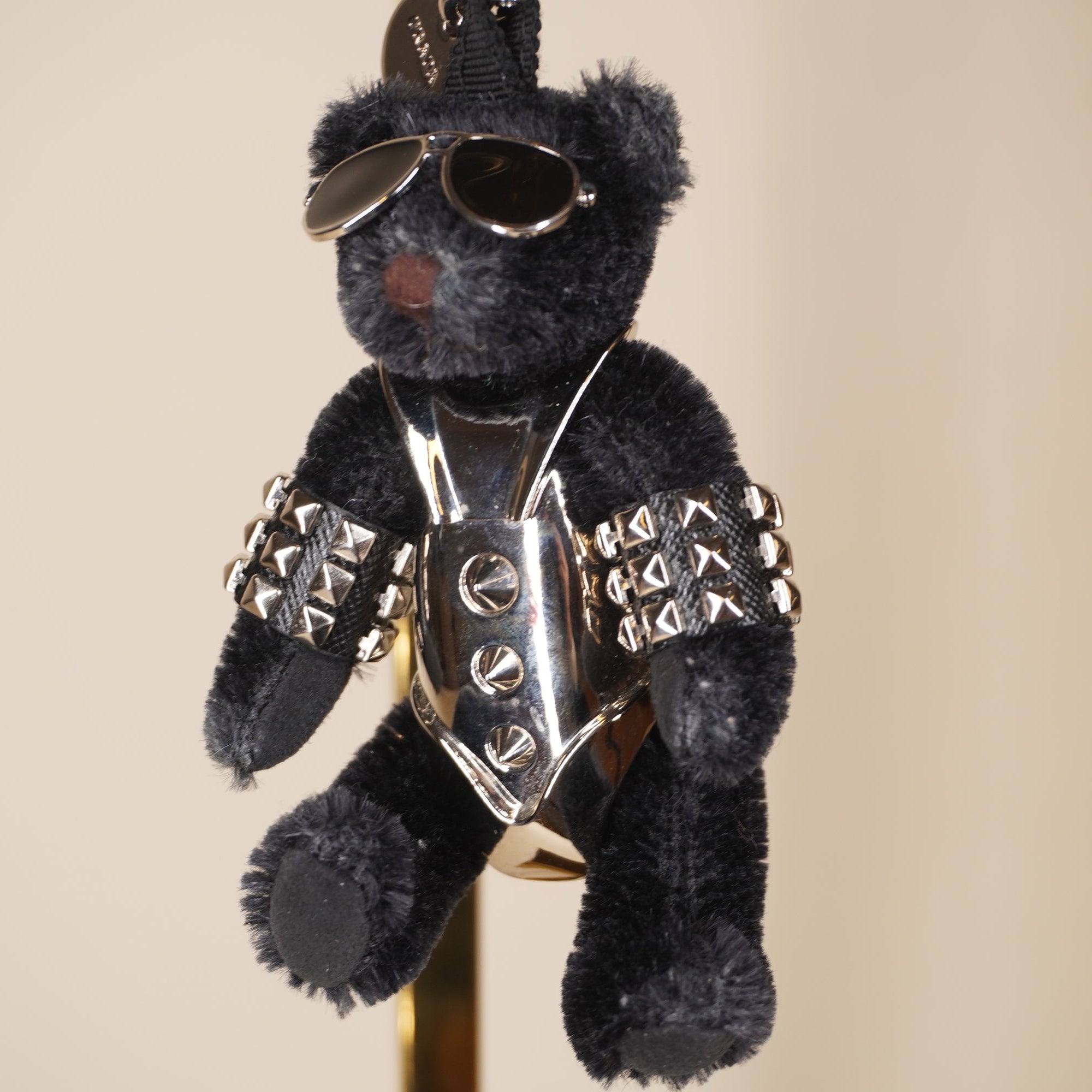 PRE-OWNED Faux Fur Bear Black Bag Charm