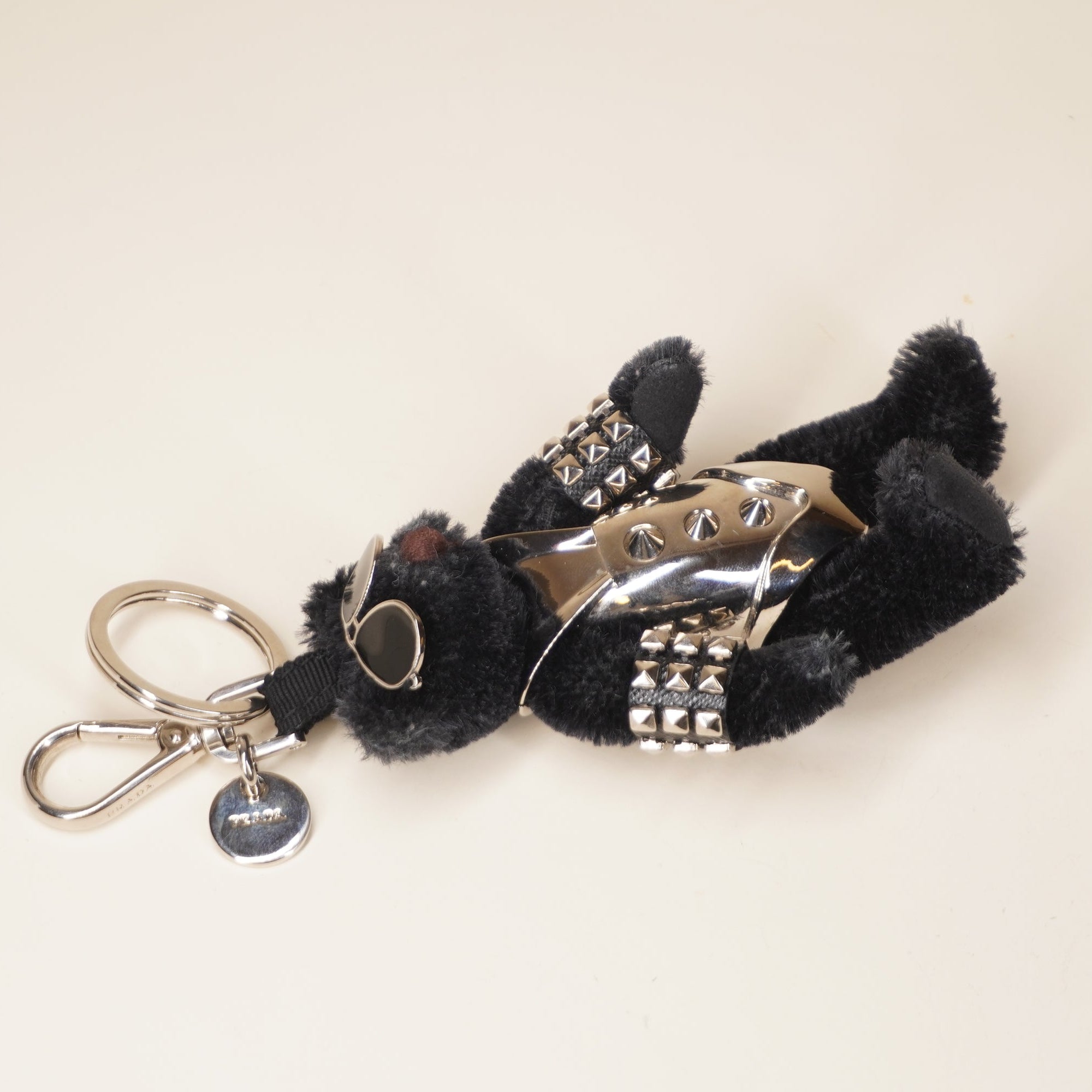 PRE-OWNED Faux Fur Bear Black Bag Charm
