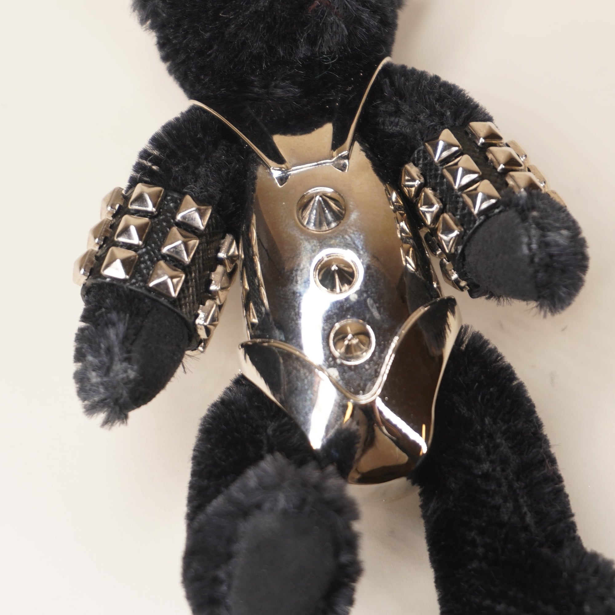 PRE-OWNED Faux Fur Bear Black Bag Charm