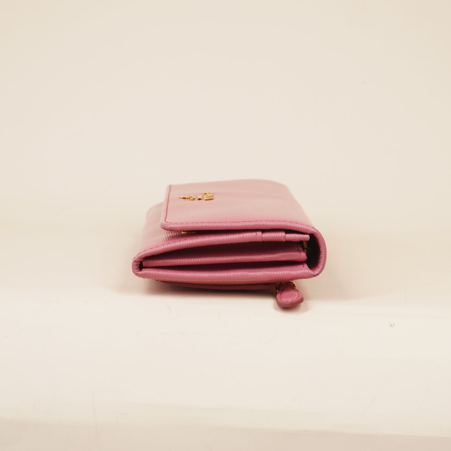PRE-OWNED Pink Saffiano Continental Flap Wallet Geranio