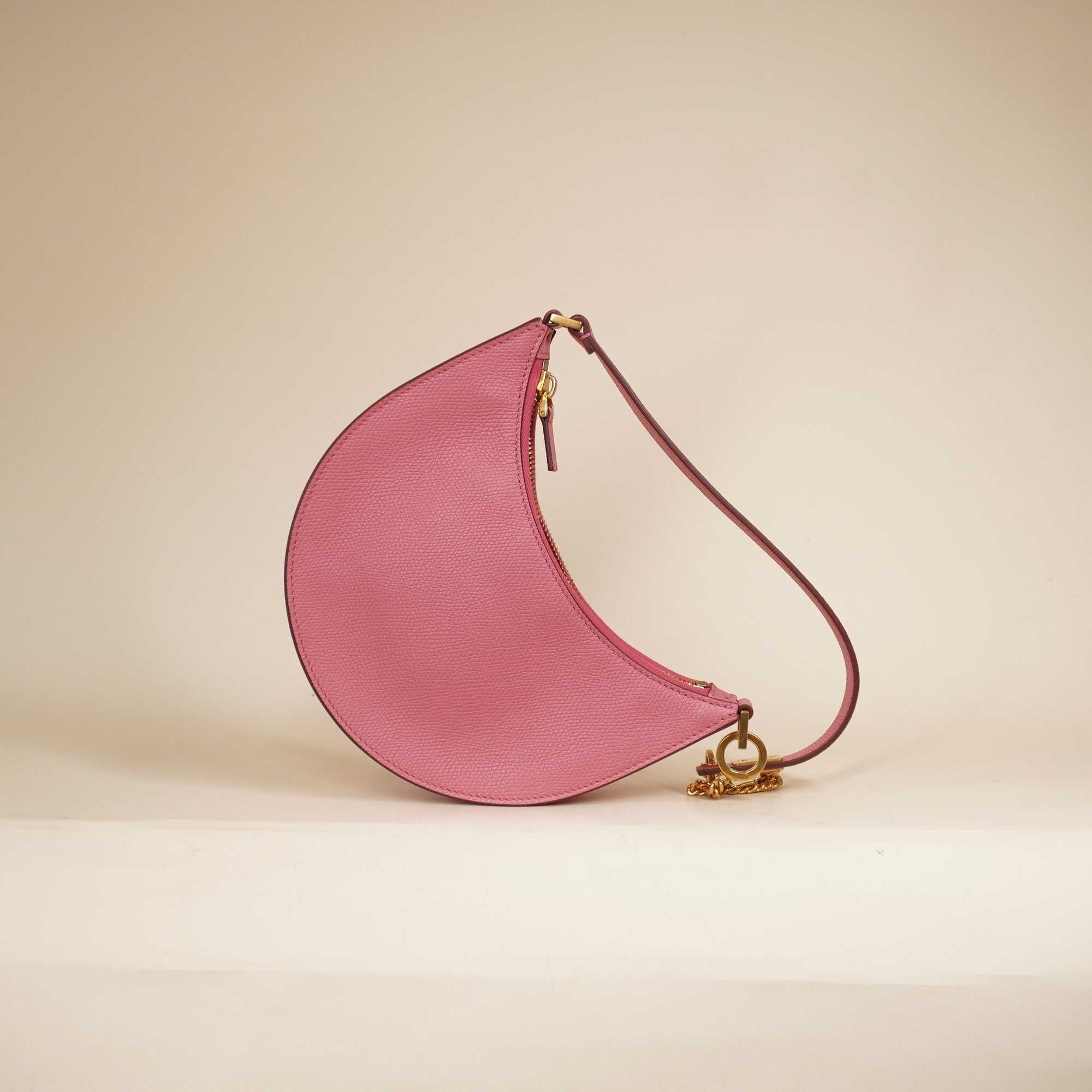 PRE-OWNED  Grainy Calfskin Mini Vlogo Hobo Bag Flamingo Pink