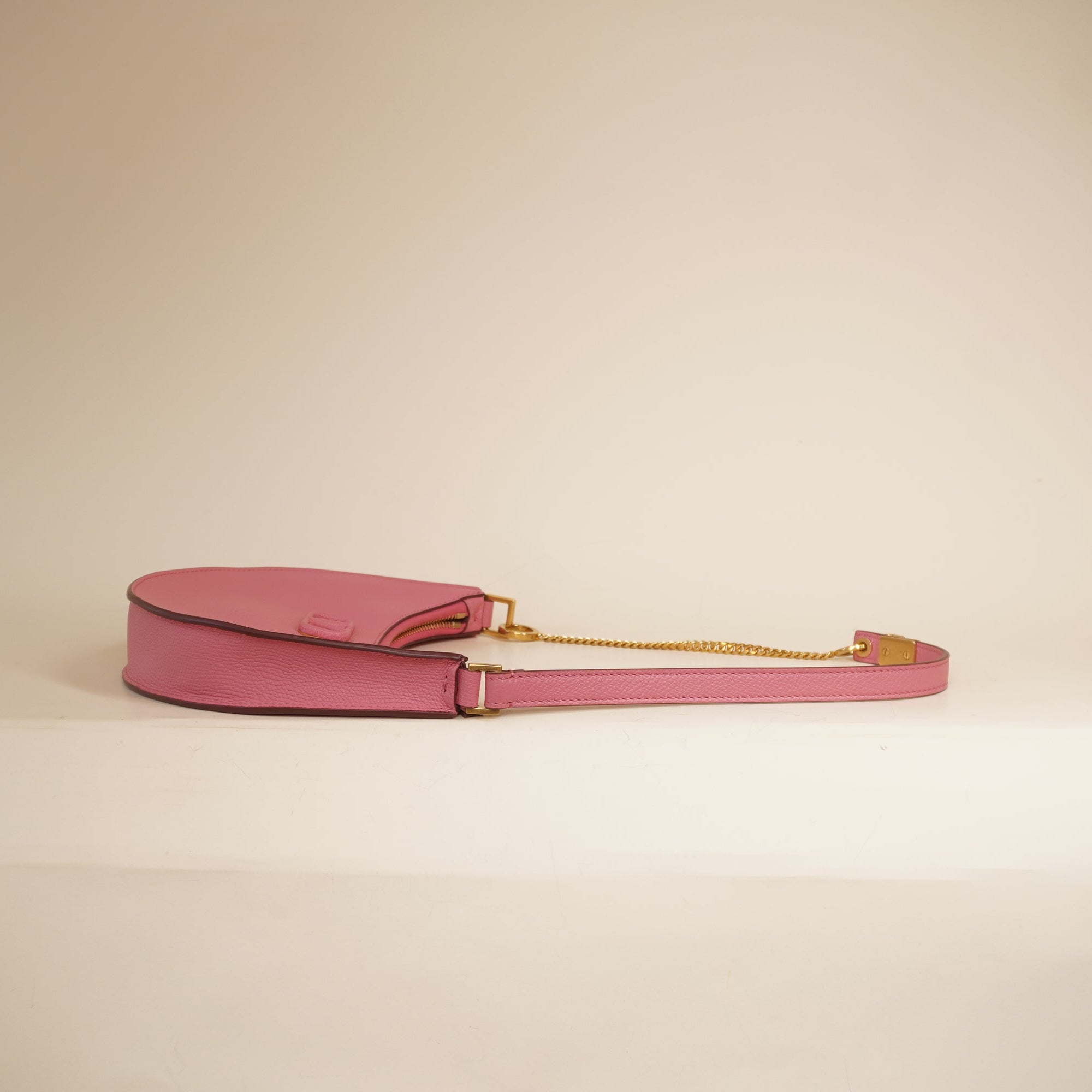 PRE-OWNED  Grainy Calfskin Mini Vlogo Hobo Bag Flamingo Pink