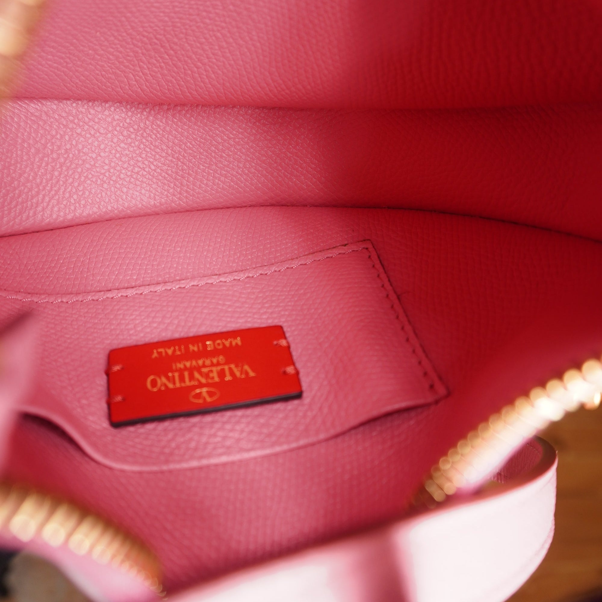 PRE-OWNED  Grainy Calfskin Mini Vlogo Hobo Bag Flamingo Pink