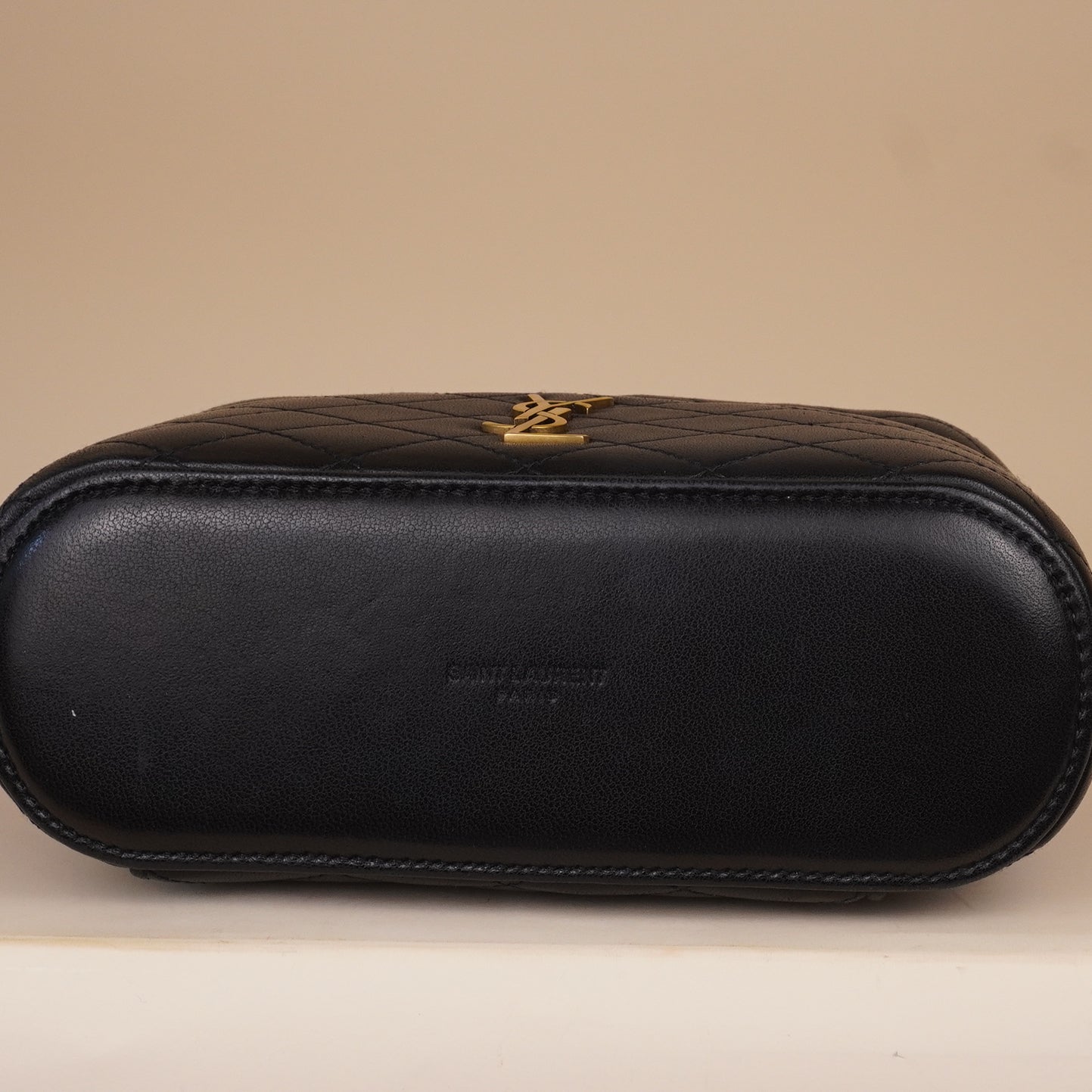PRE-OWNED Lambskin Quilted Mini Gaby Vanity Case Black