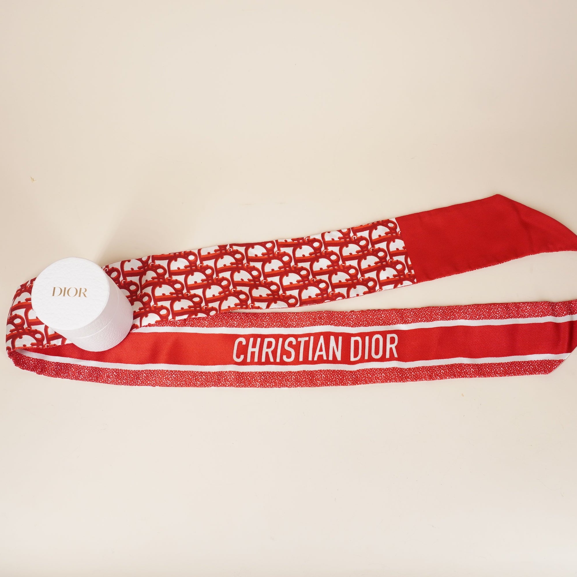 PRE-OWNED Silk Mitzah Oblique Red Scarf