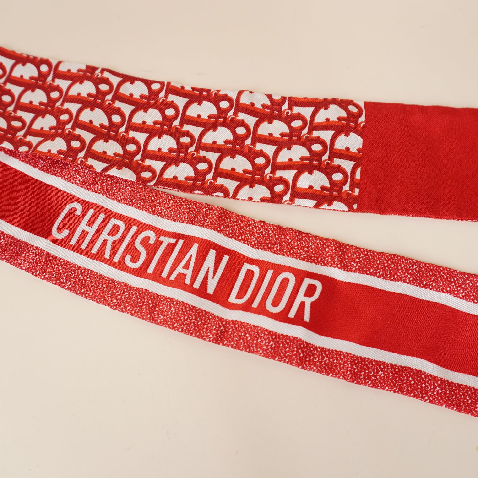 PRE-OWNED Silk Mitzah Oblique Red Scarf