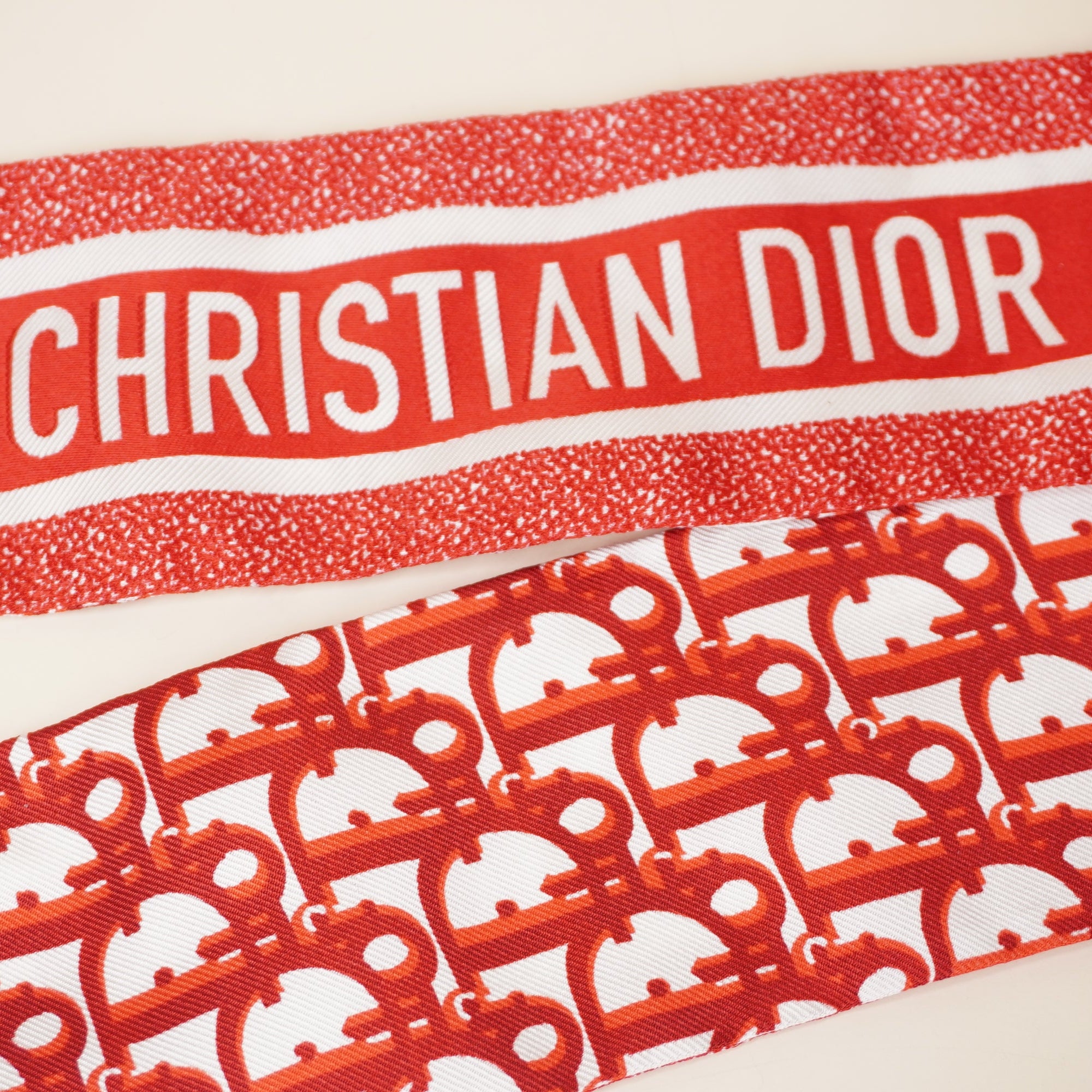 PRE-OWNED Silk Mitzah Oblique Red Scarf