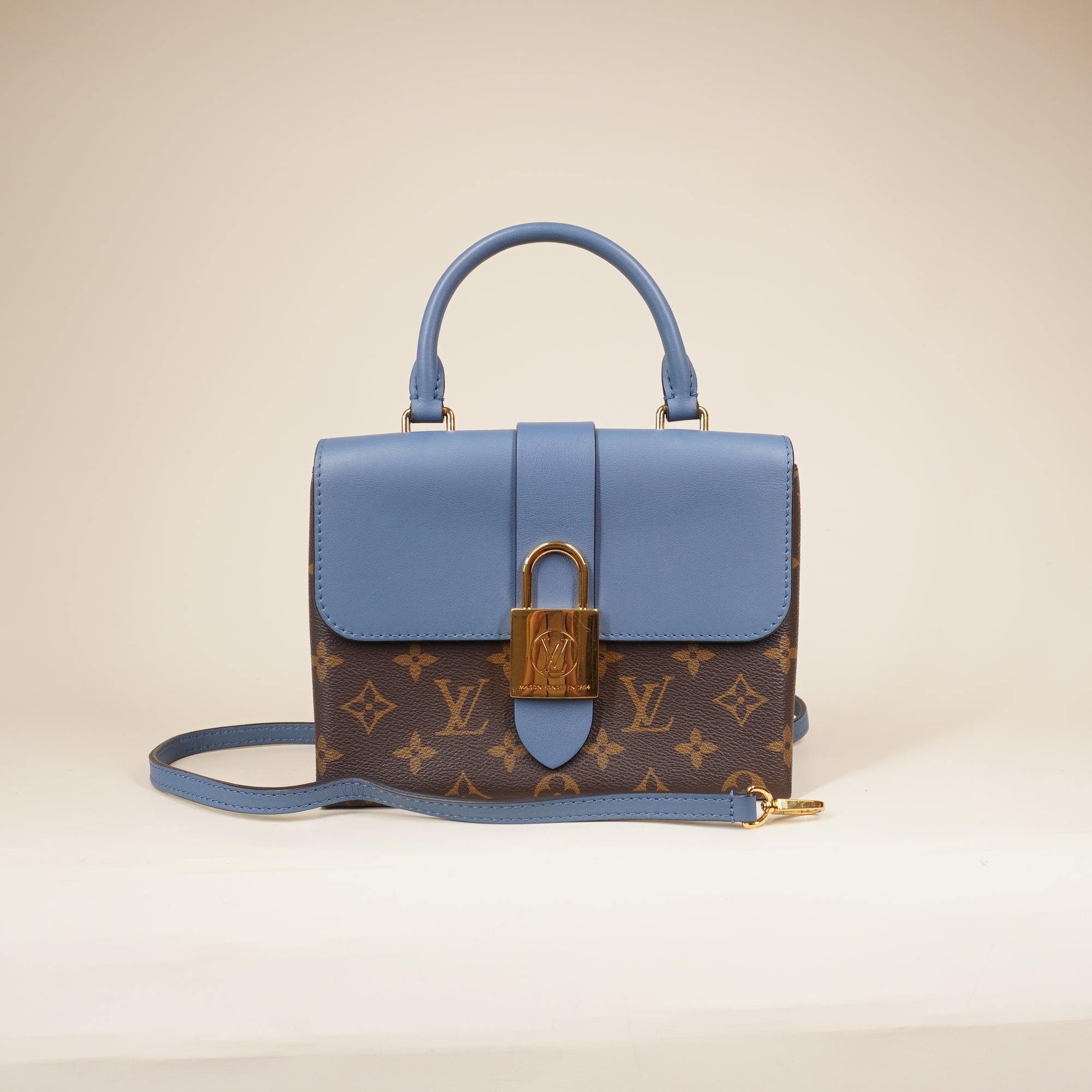 PRE-OWNED LV Monogram Locky BB Blue Shoulder Bag