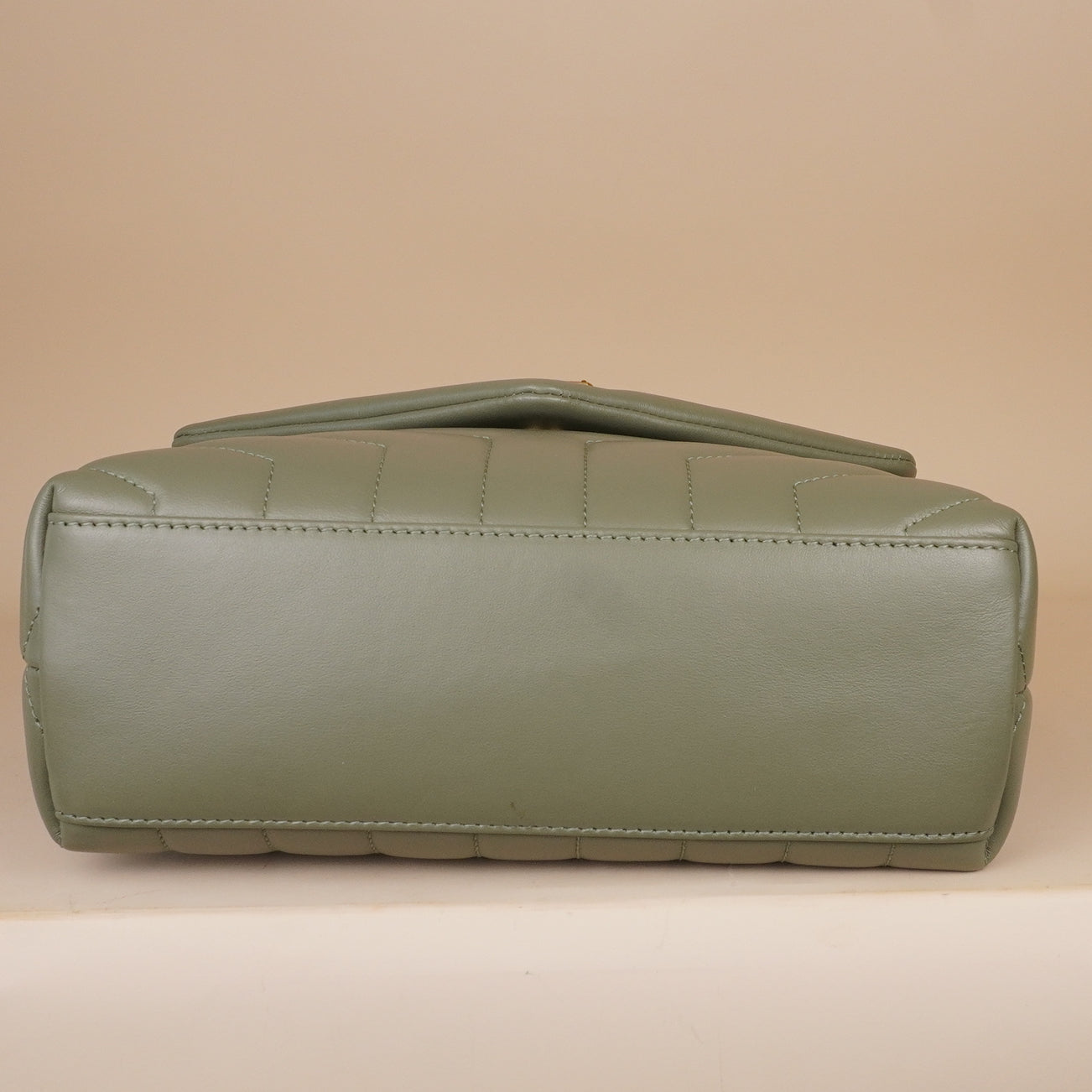 PRE-OWNED Calfskin Y Quilted Monogram Small Loulou Chain Satchel Light Sage