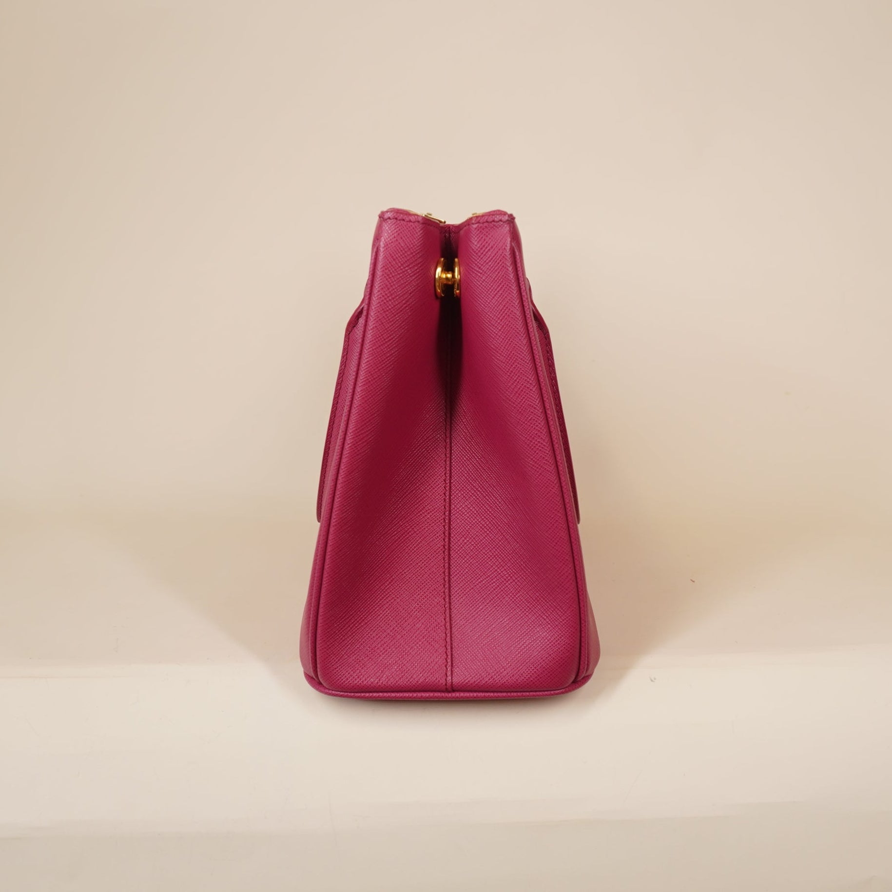 PRE-OWNED Saffiano Small Galleria Double Zip Shoulder Bag