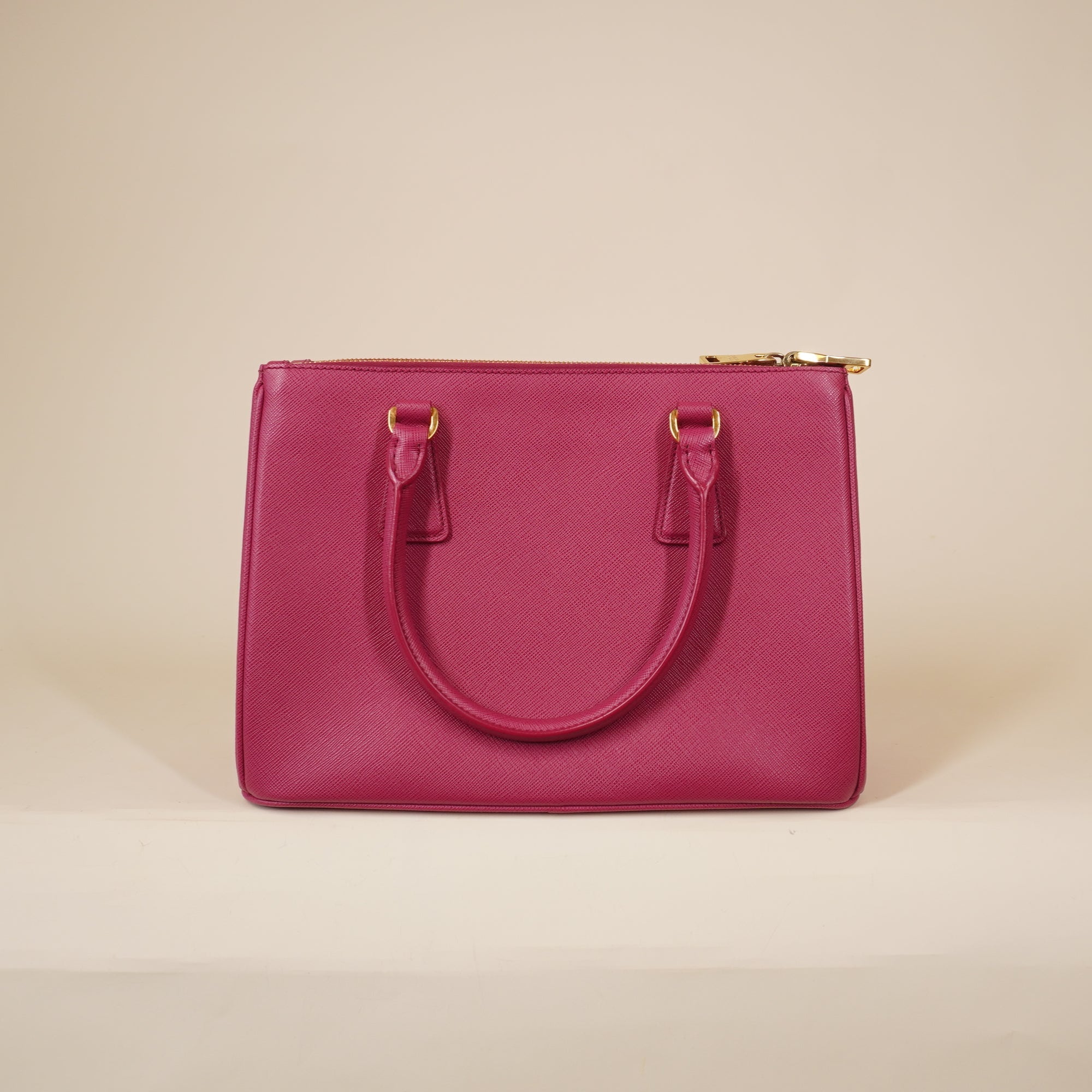 PRE-OWNED Saffiano Small Galleria Double Zip Shoulder Bag