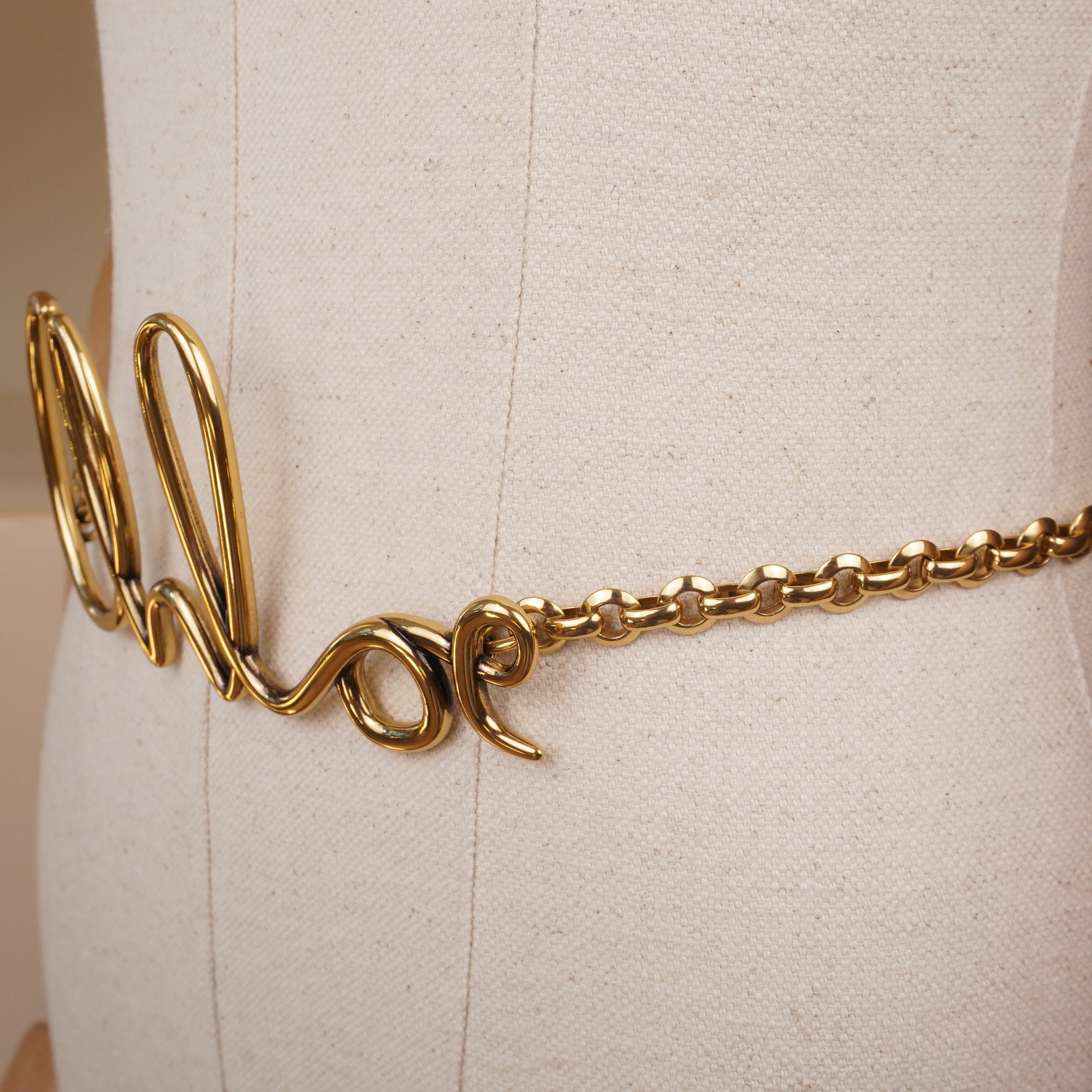 PRE-OWNED Gold Metal Iconic Small Belt