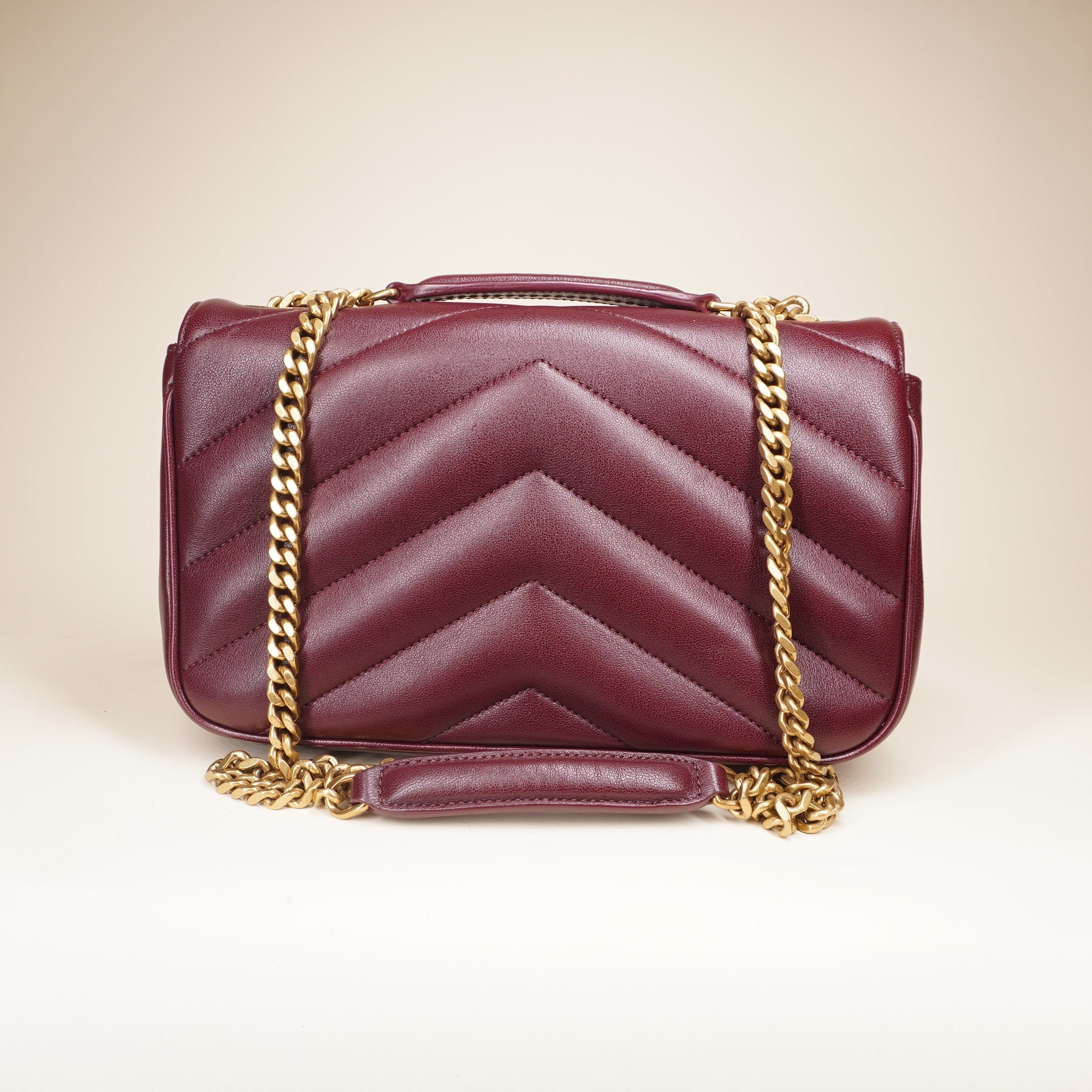PRE-OWNED YSL Loulou Small Burgundy Lambskin Shoulder Bag