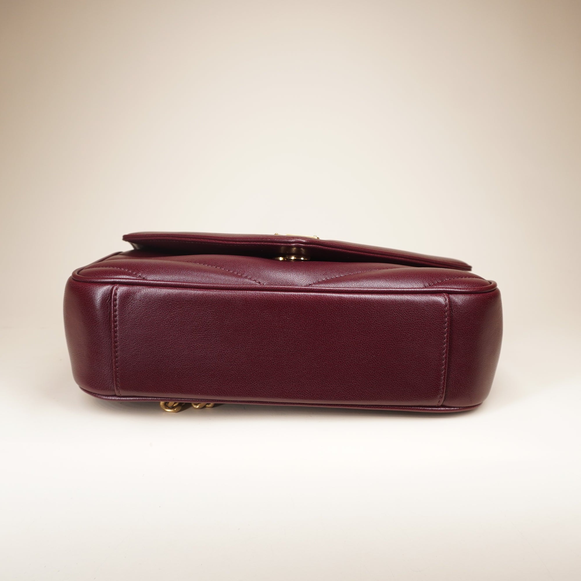 PRE-OWNED YSL Loulou Small Burgundy Lambskin Shoulder Bag