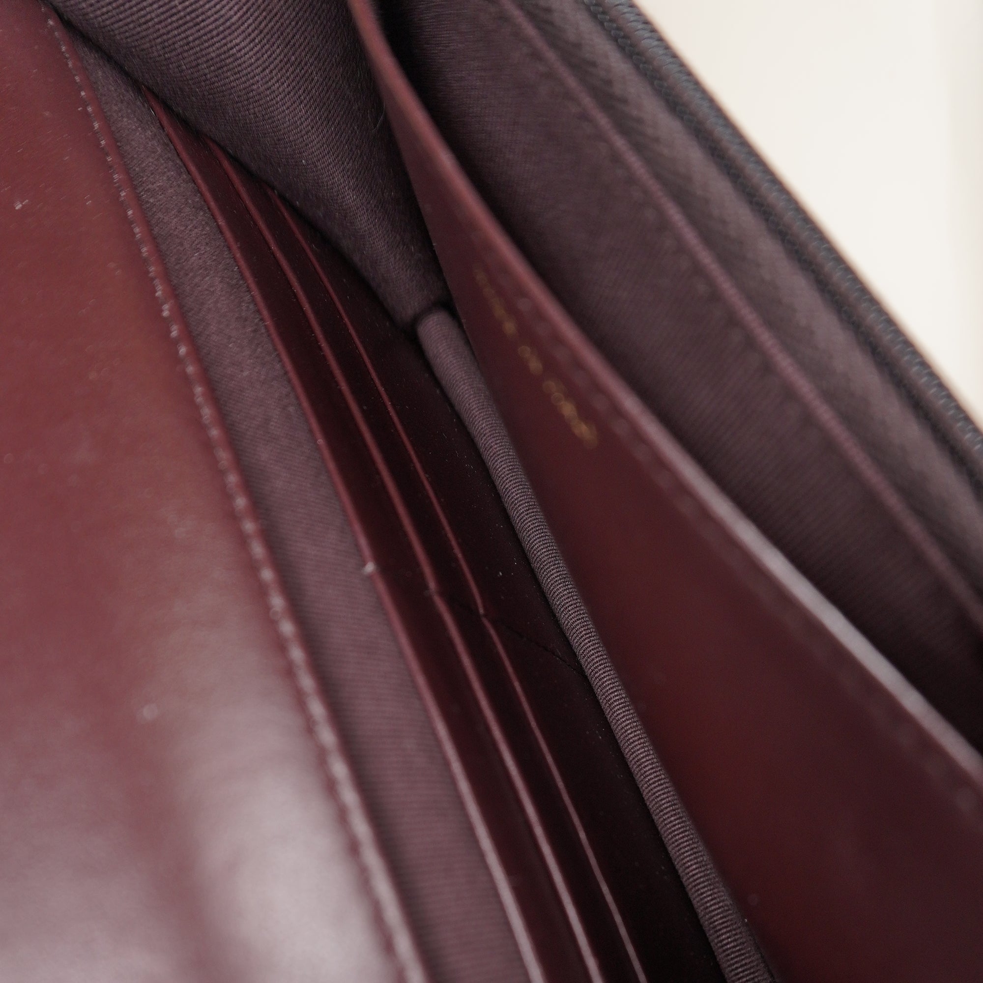 PRE-OWNED CC Burgundy Calfskin Wallet on a Chain Crossbody Bag