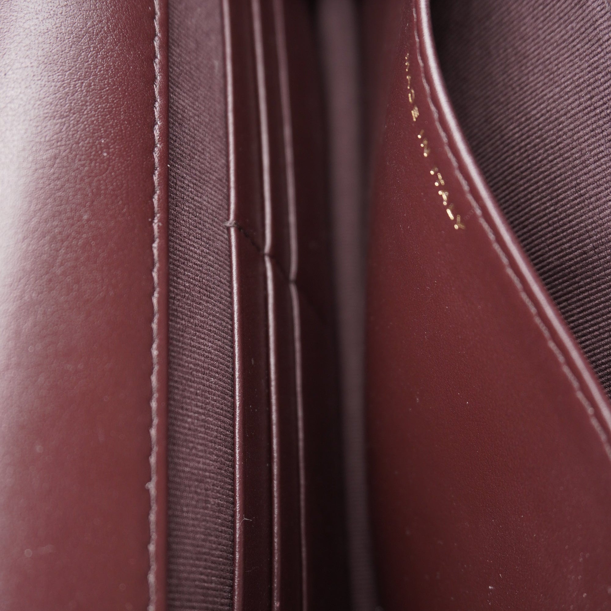 PRE-OWNED CC Burgundy Calfskin Wallet on a Chain Crossbody Bag