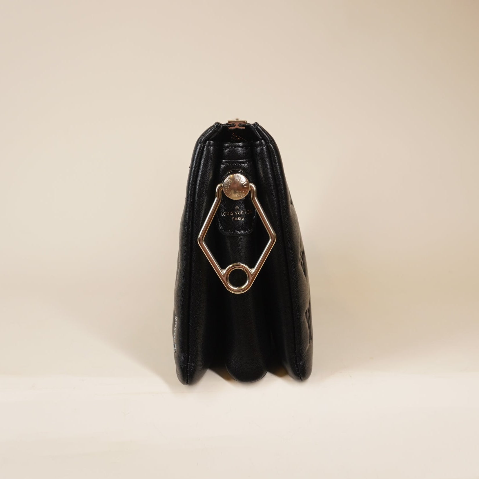 PRE-OWNED LV Black Crystals Lambskin Embossed Monogram Coussin BB