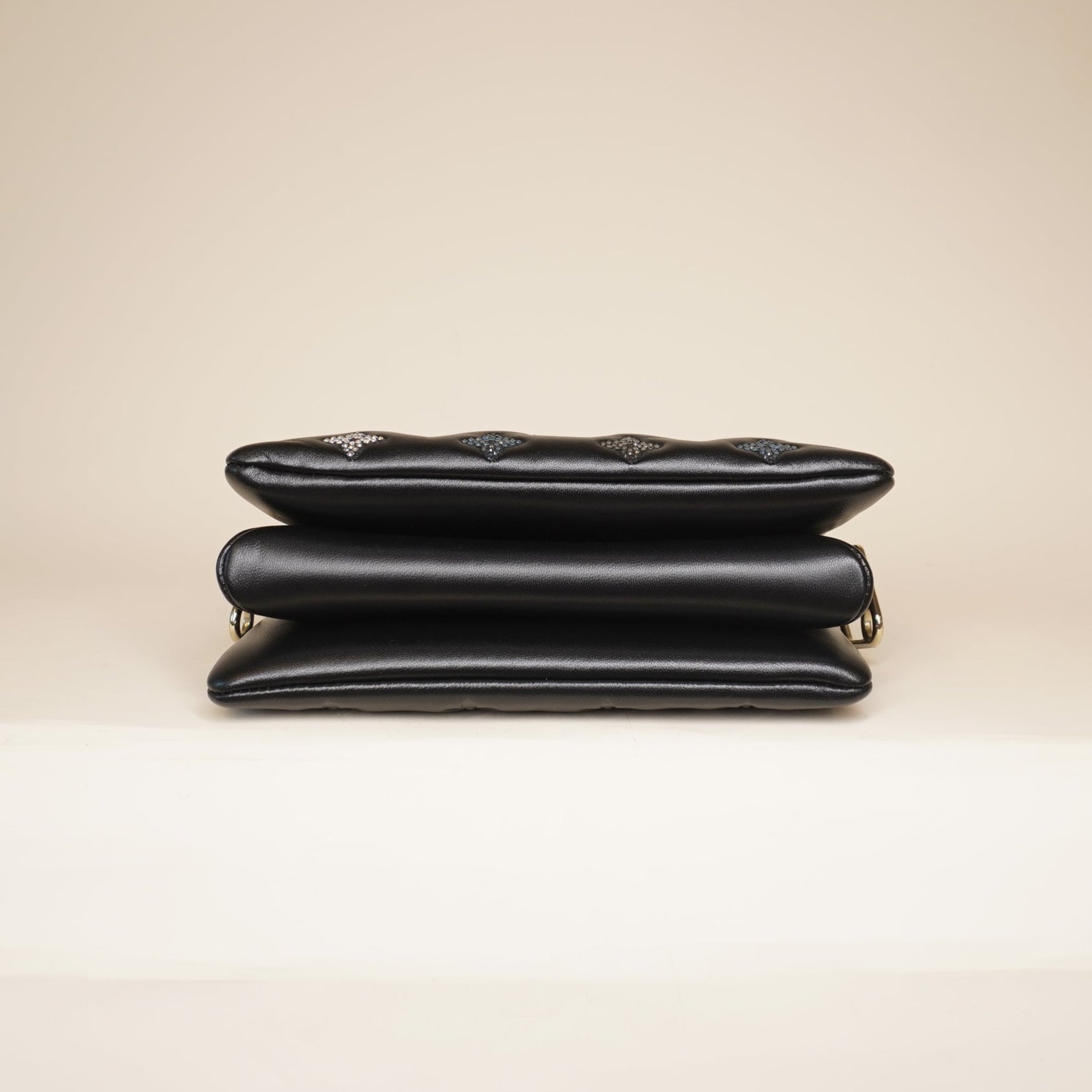 PRE-OWNED LV Black Crystals Lambskin Embossed Monogram Coussin BB