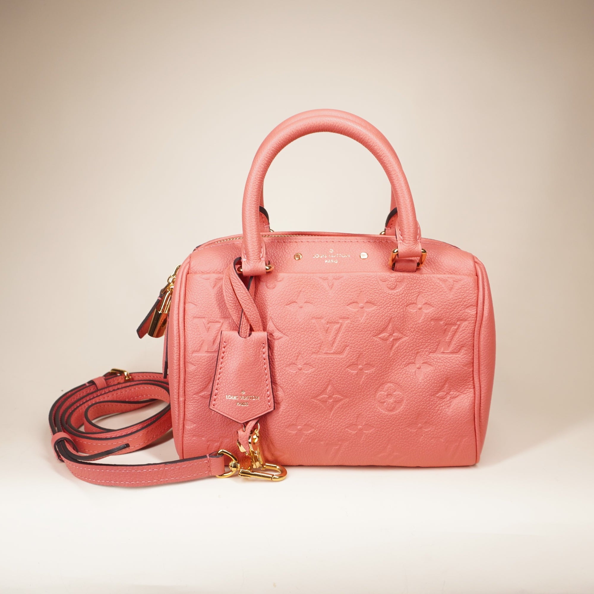 PRE-OWNED LV Speedy 20 Pink Calfskin Shoulder Bag