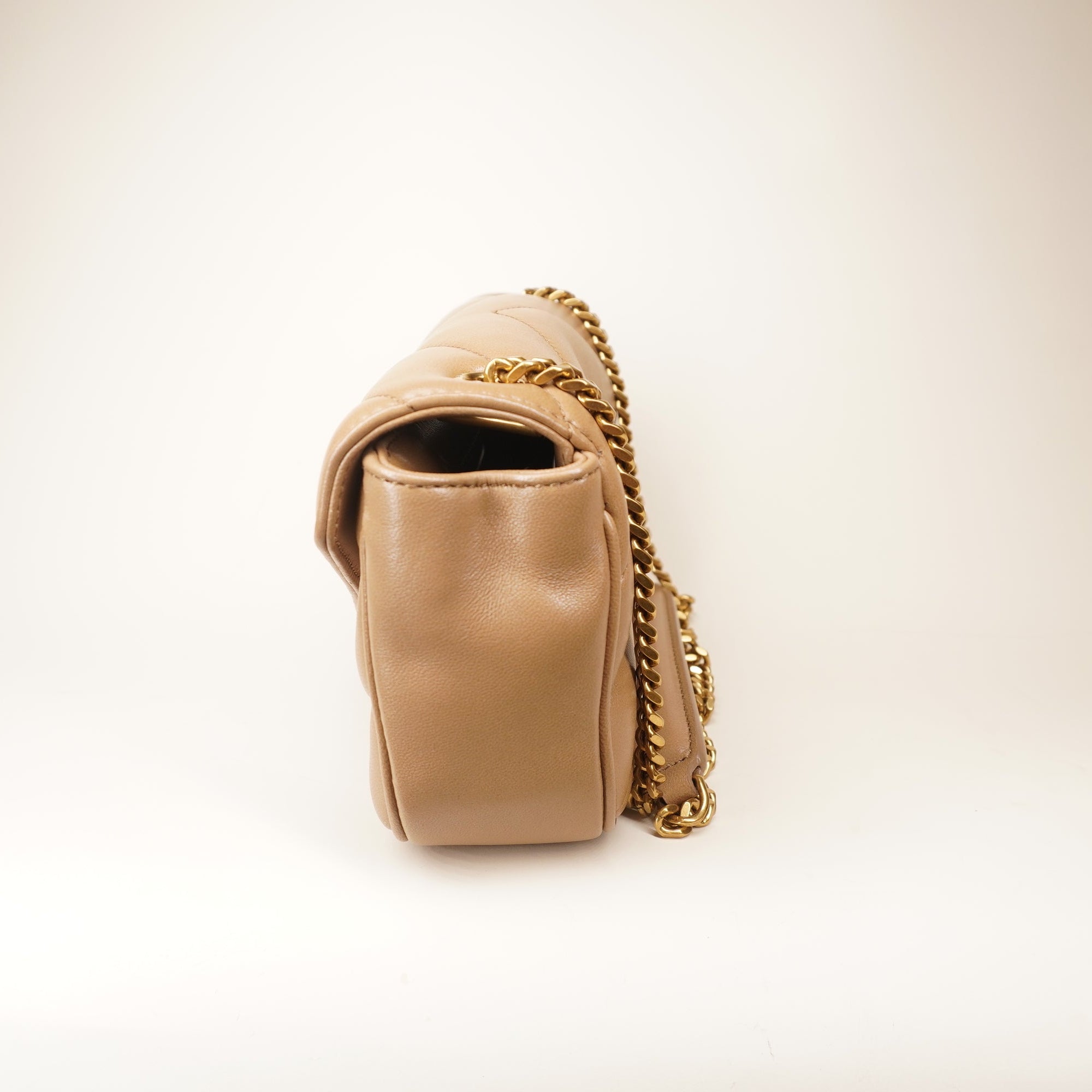 PRE-OWNED YSL Loulou Mini Brown Lambskin Shoulder Bag