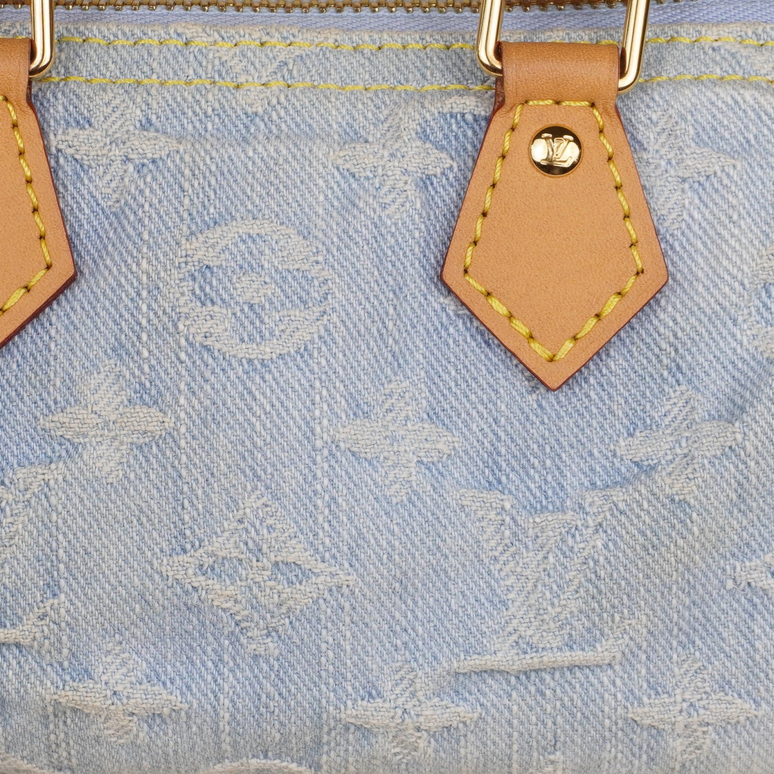PRE-OWNED LV Monogram Denim Nano Speedy Sky Blue