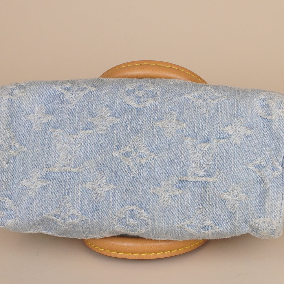 PRE-OWNED LV Monogram Denim Nano Speedy Sky Blue
