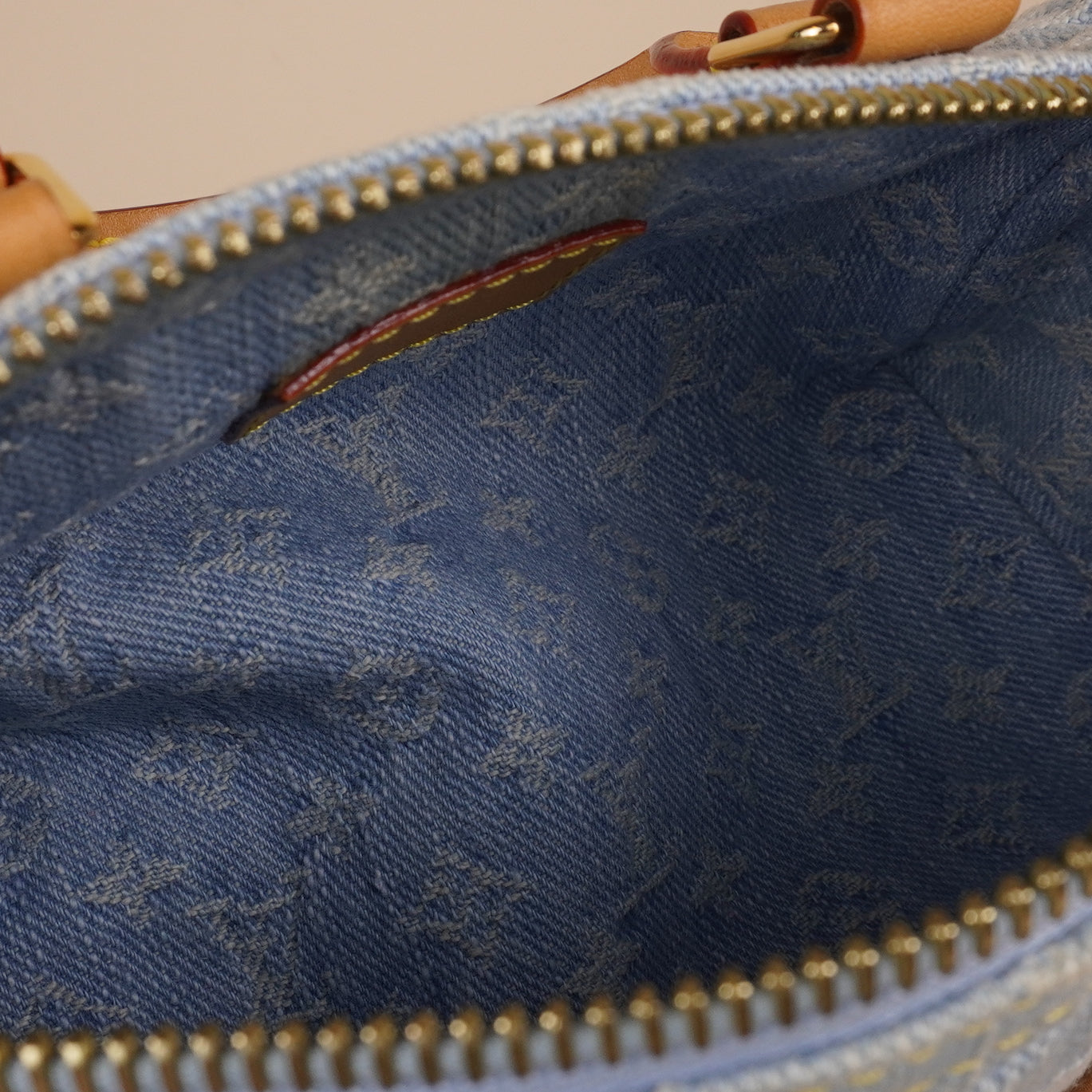 PRE-OWNED LV Monogram Denim Nano Speedy Sky Blue