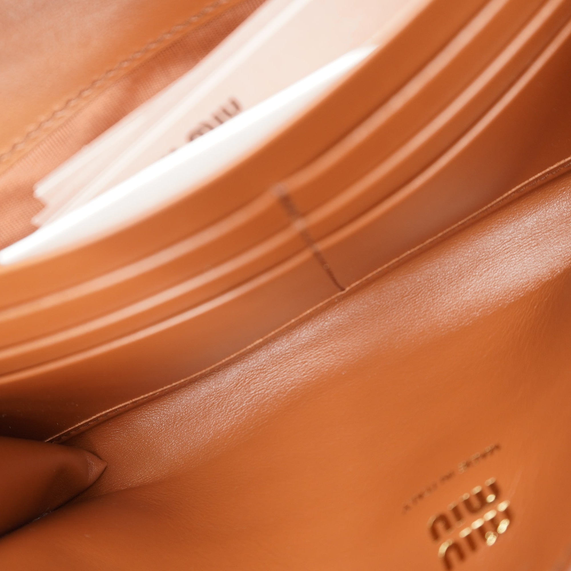 PRE-OWNED WOC Brown Cafskin Shoulder Bag