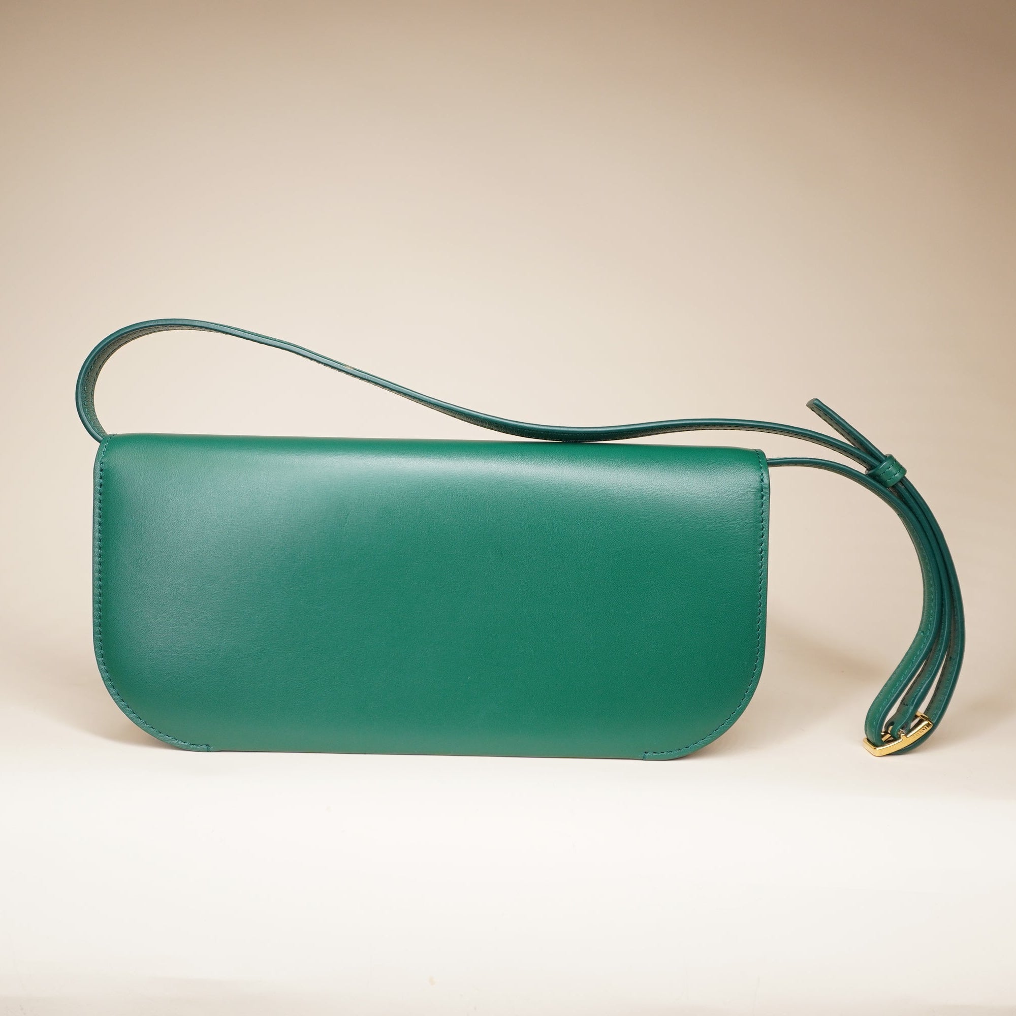 PRE-OWNED Goya Smooth Cow Leather Pine Green Shoulder Bag