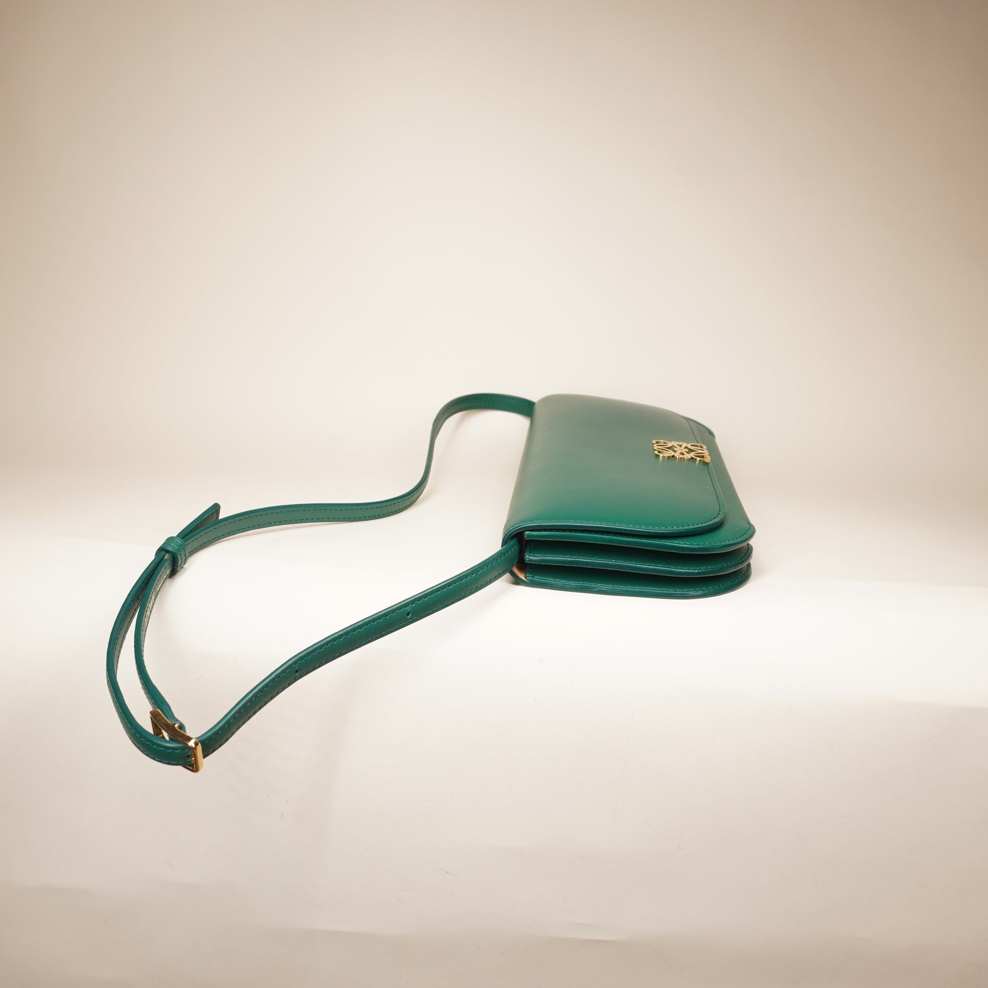 PRE-OWNED Goya Smooth Cow Leather Pine Green Shoulder Bag