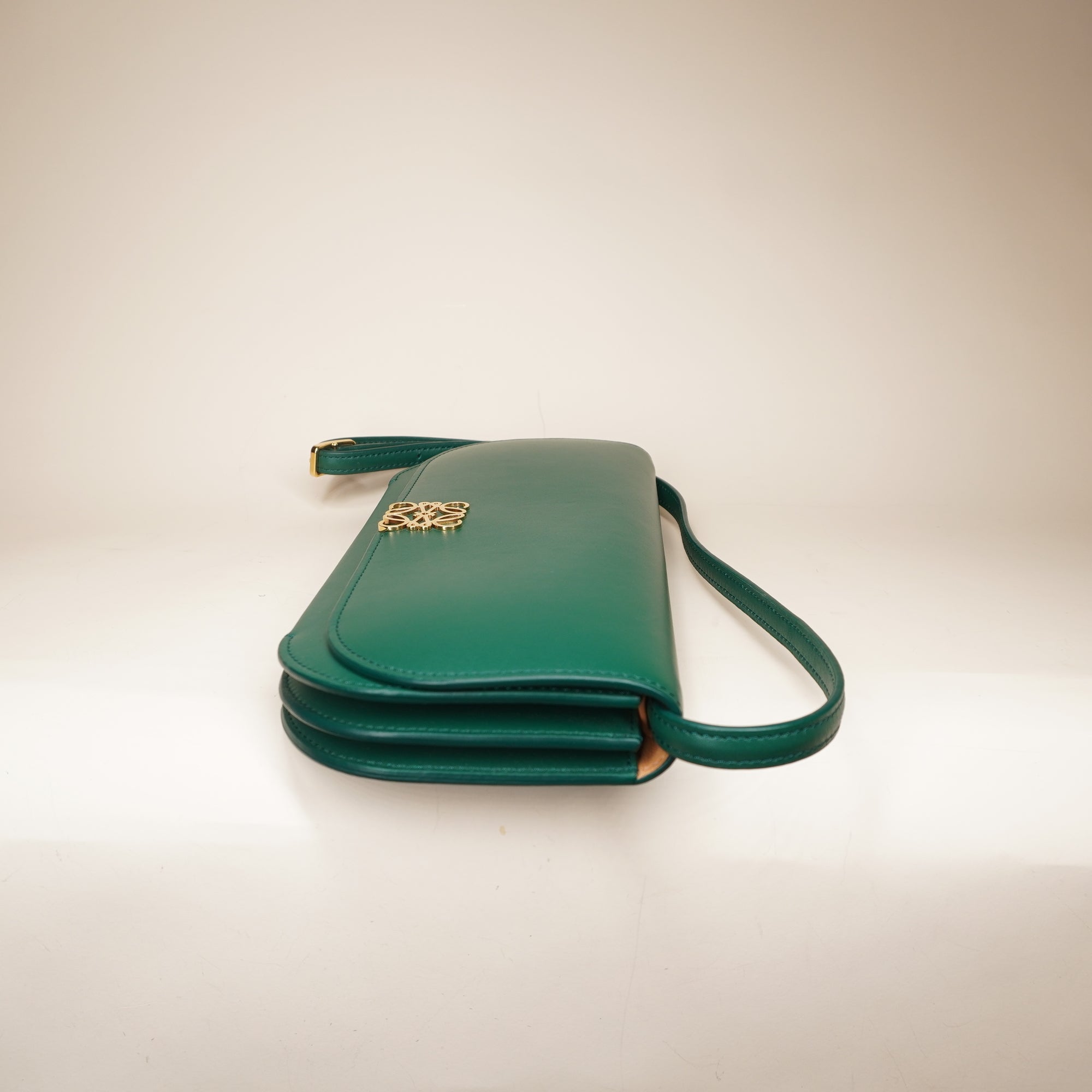 PRE-OWNED Goya Smooth Cow Leather Pine Green Shoulder Bag