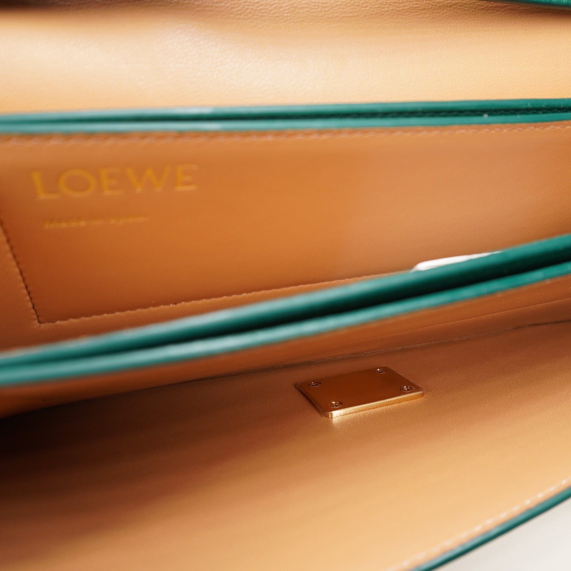 PRE-OWNED Goya Smooth Cow Leather Pine Green Shoulder Bag