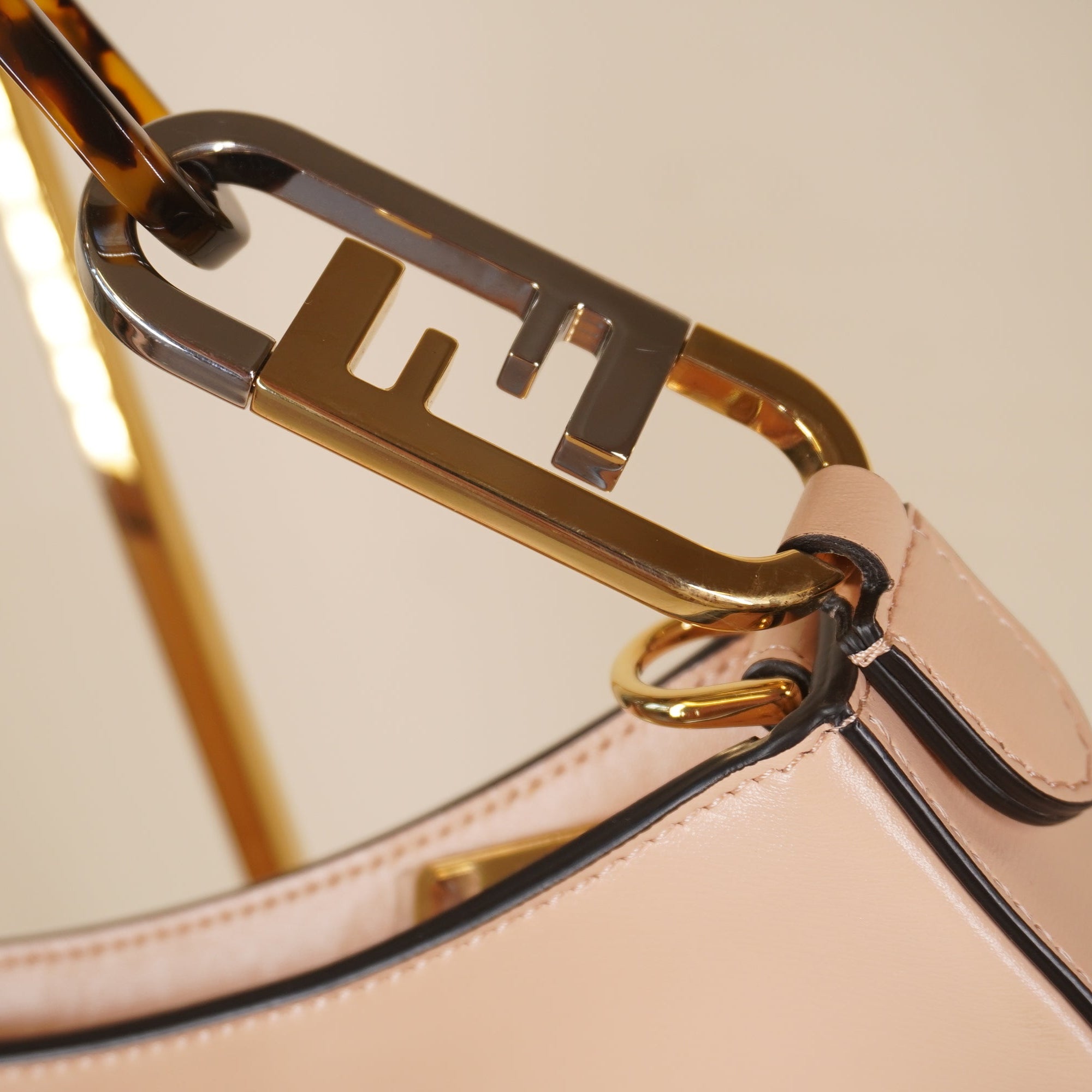 PRE-OWNED  O Lock Swing Light Rose Shoulder Bag