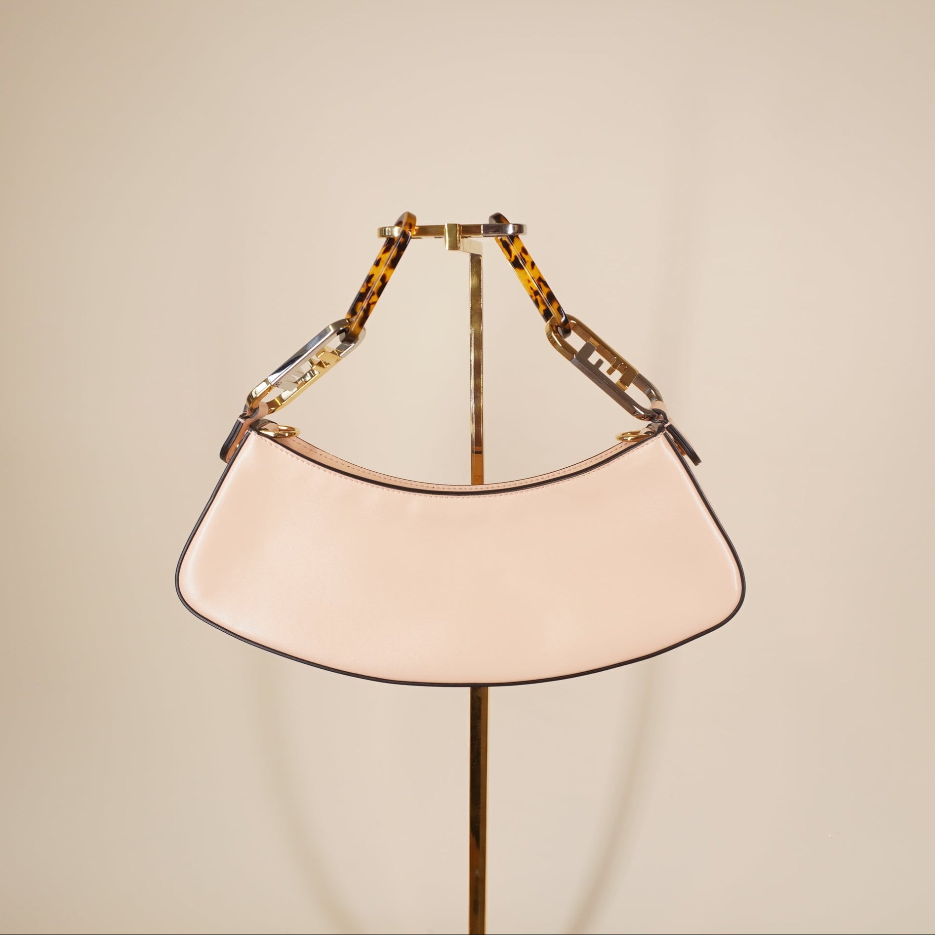 PRE-OWNED  O Lock Swing Light Rose Shoulder Bag