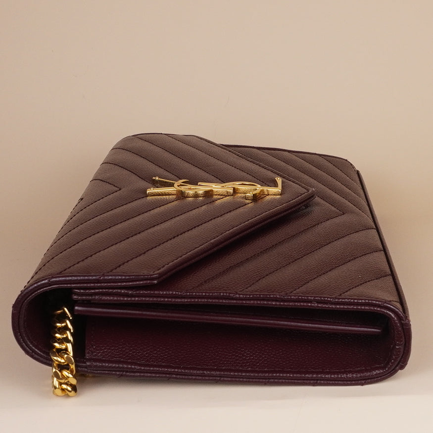 PRE-OWNED Mini Envelope Burgundy Cassandre Wallet on Chain