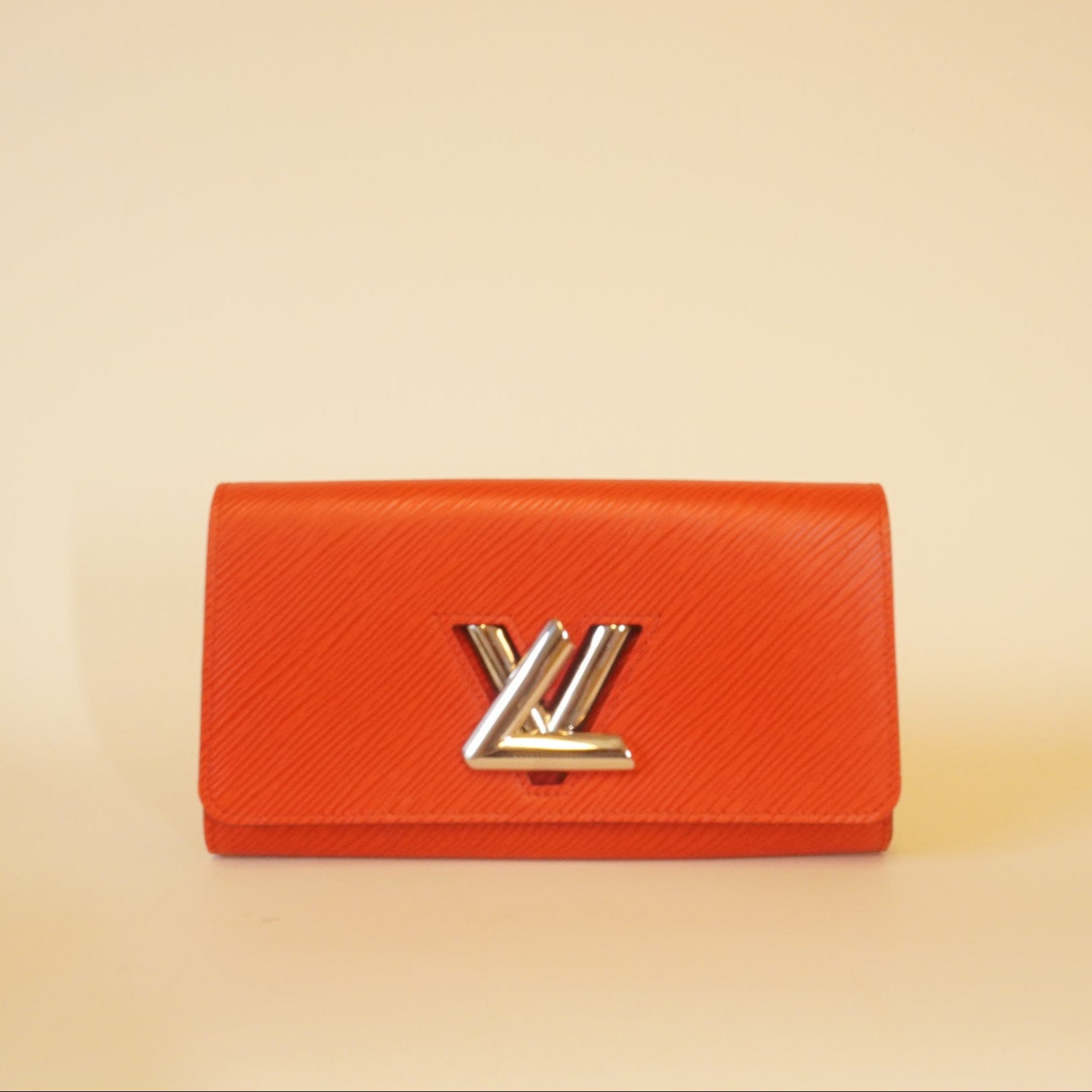 PRE-OWNED LV Red Coquelicot Epi Leather Twist Wallet