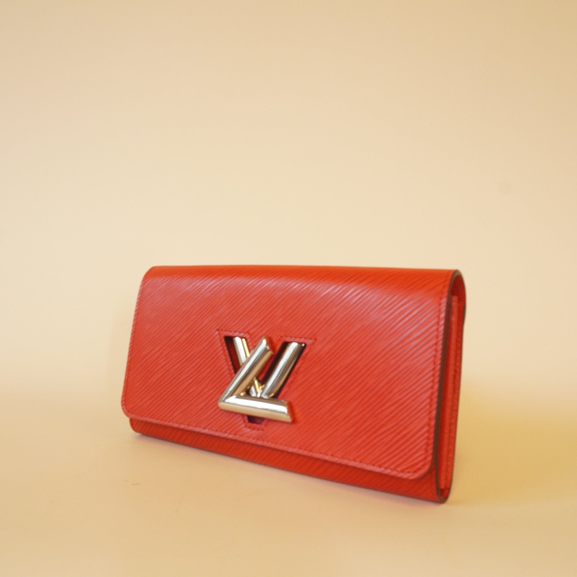 PRE-OWNED LV Red Coquelicot Epi Leather Twist Wallet