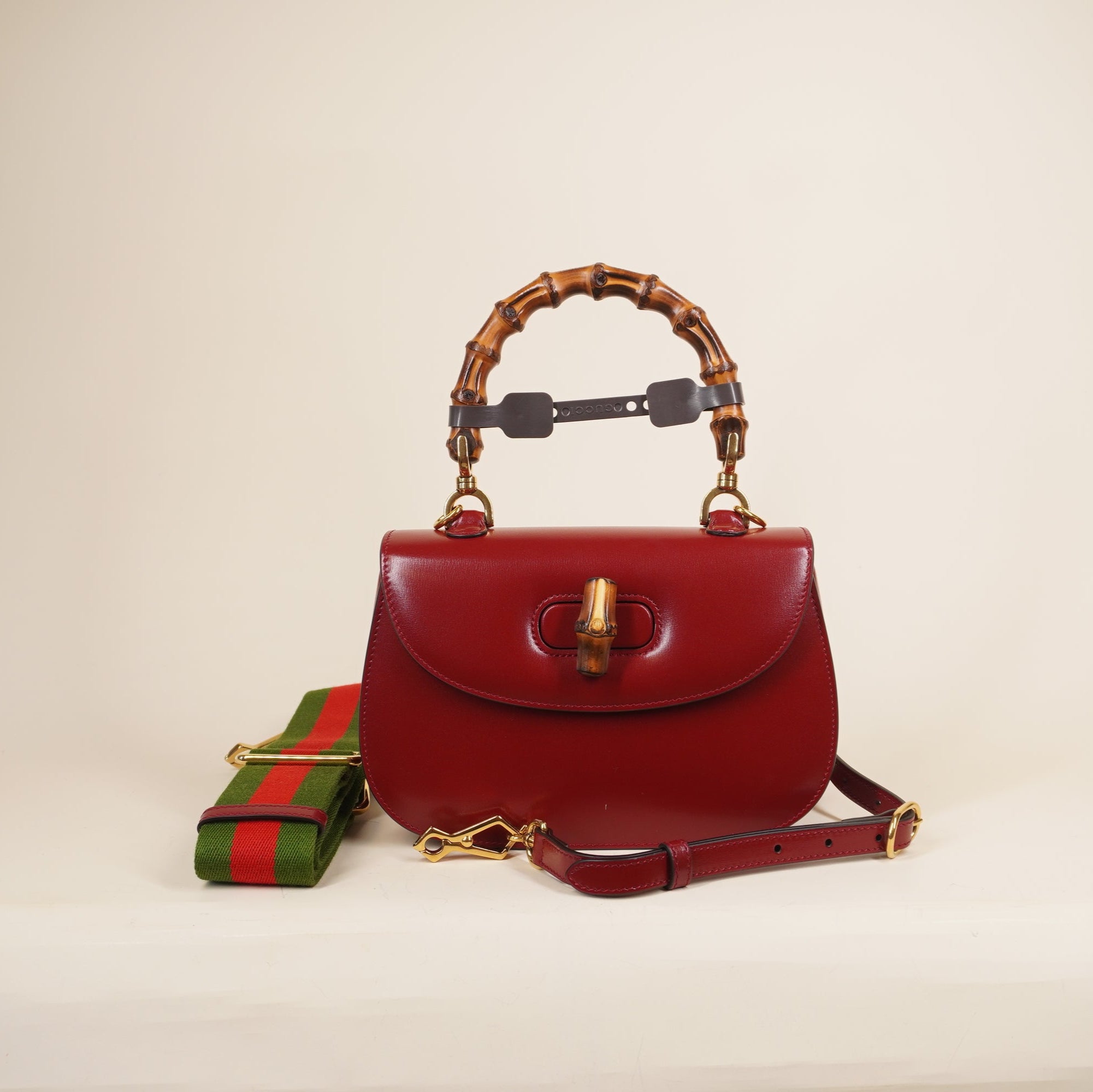 PRE-OWNED GG Red Small Bamboo 1947 Shoulder Bag