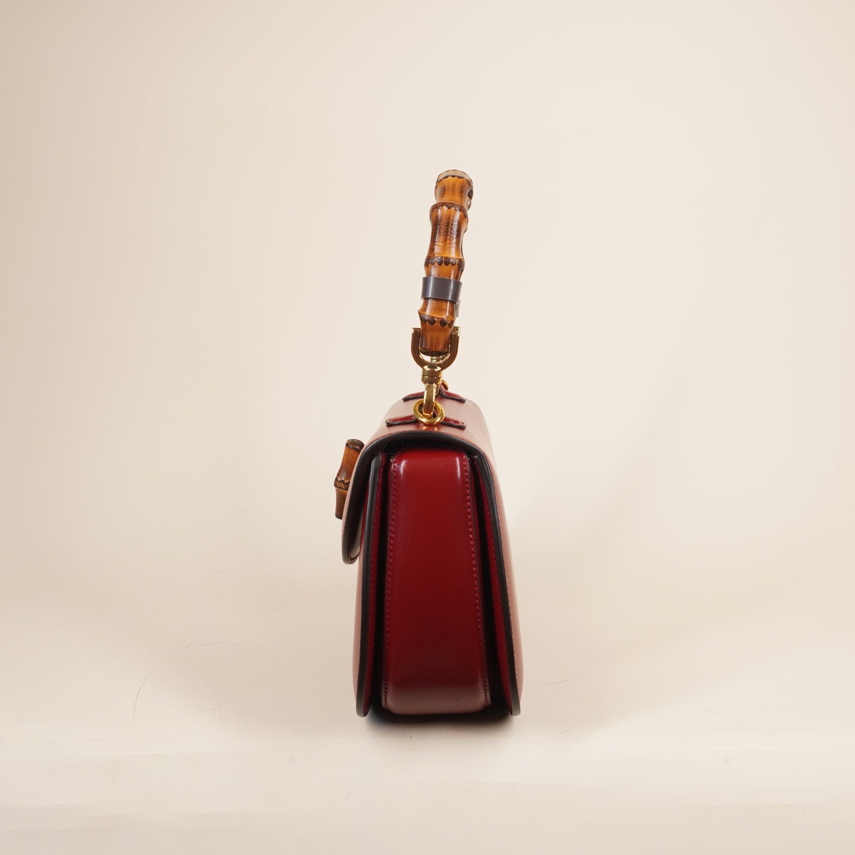 PRE-OWNED GG Red Small Bamboo 1947 Shoulder Bag