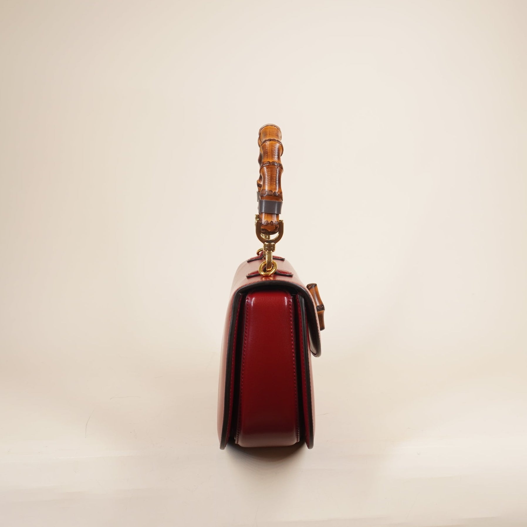 PRE-OWNED GG Red Small Bamboo 1947 Shoulder Bag