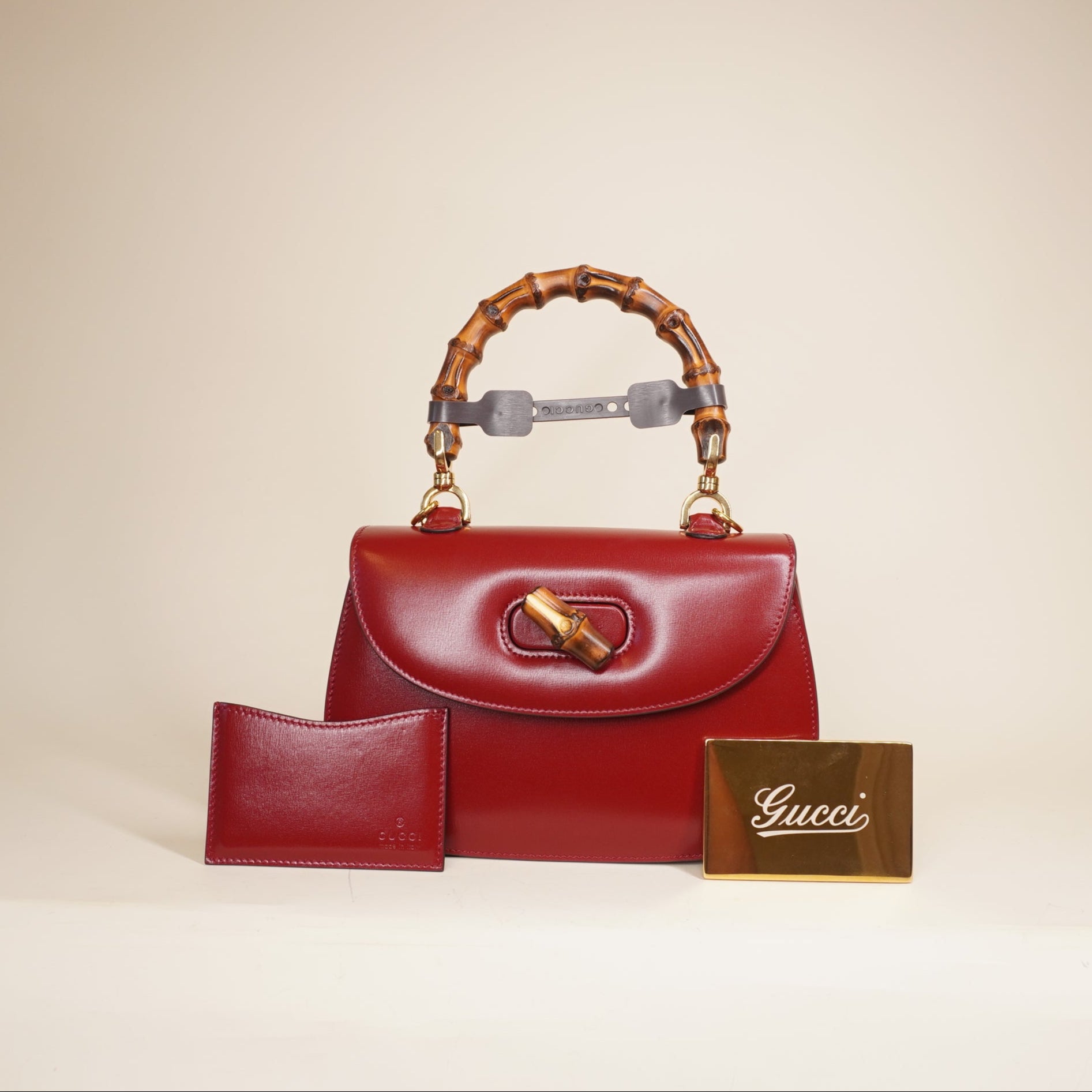 PRE-OWNED GG Red Small Bamboo 1947 Shoulder Bag